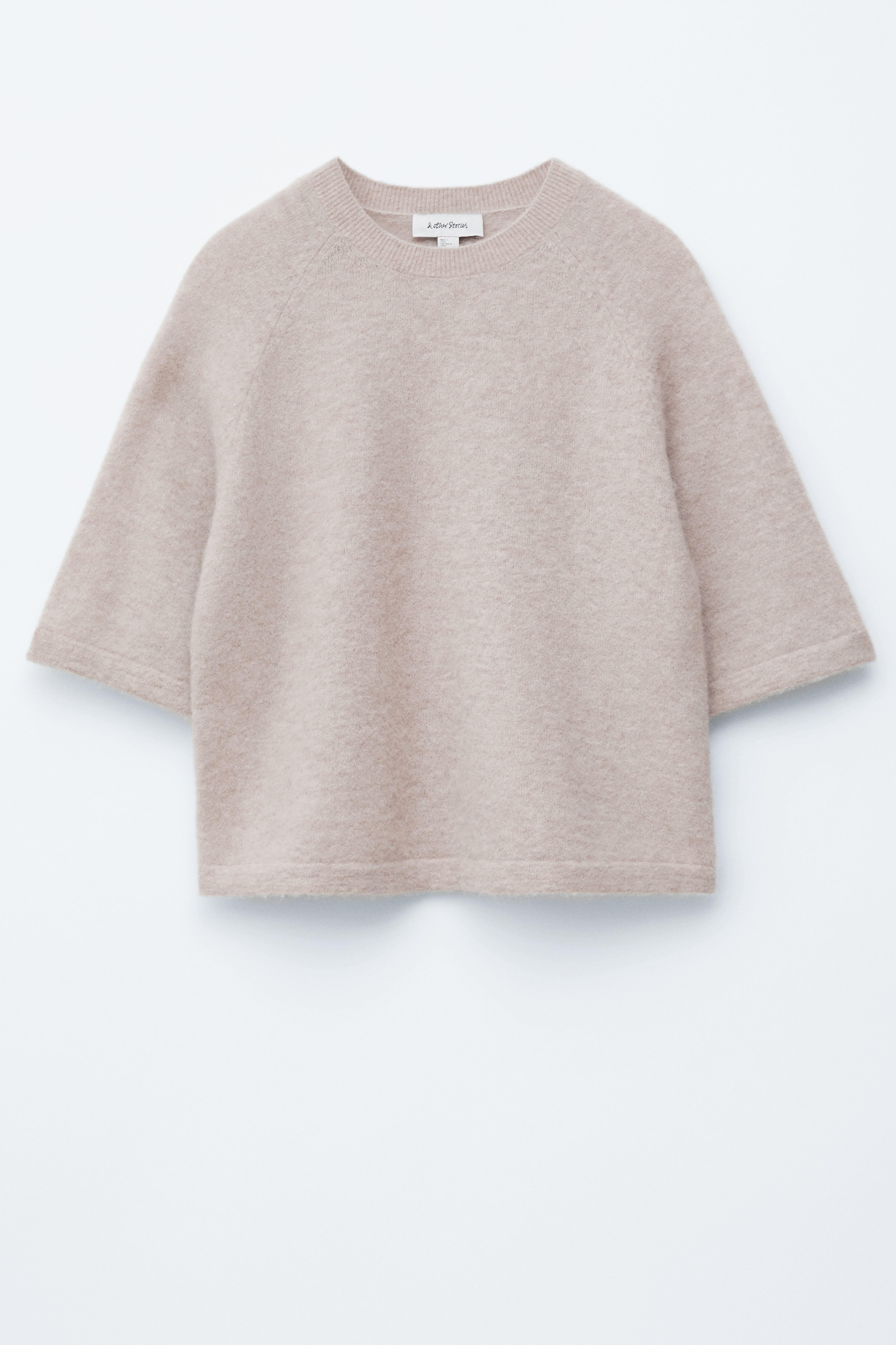 Strikket top i alpakablend - Havregryn/Muldvarpefarvet