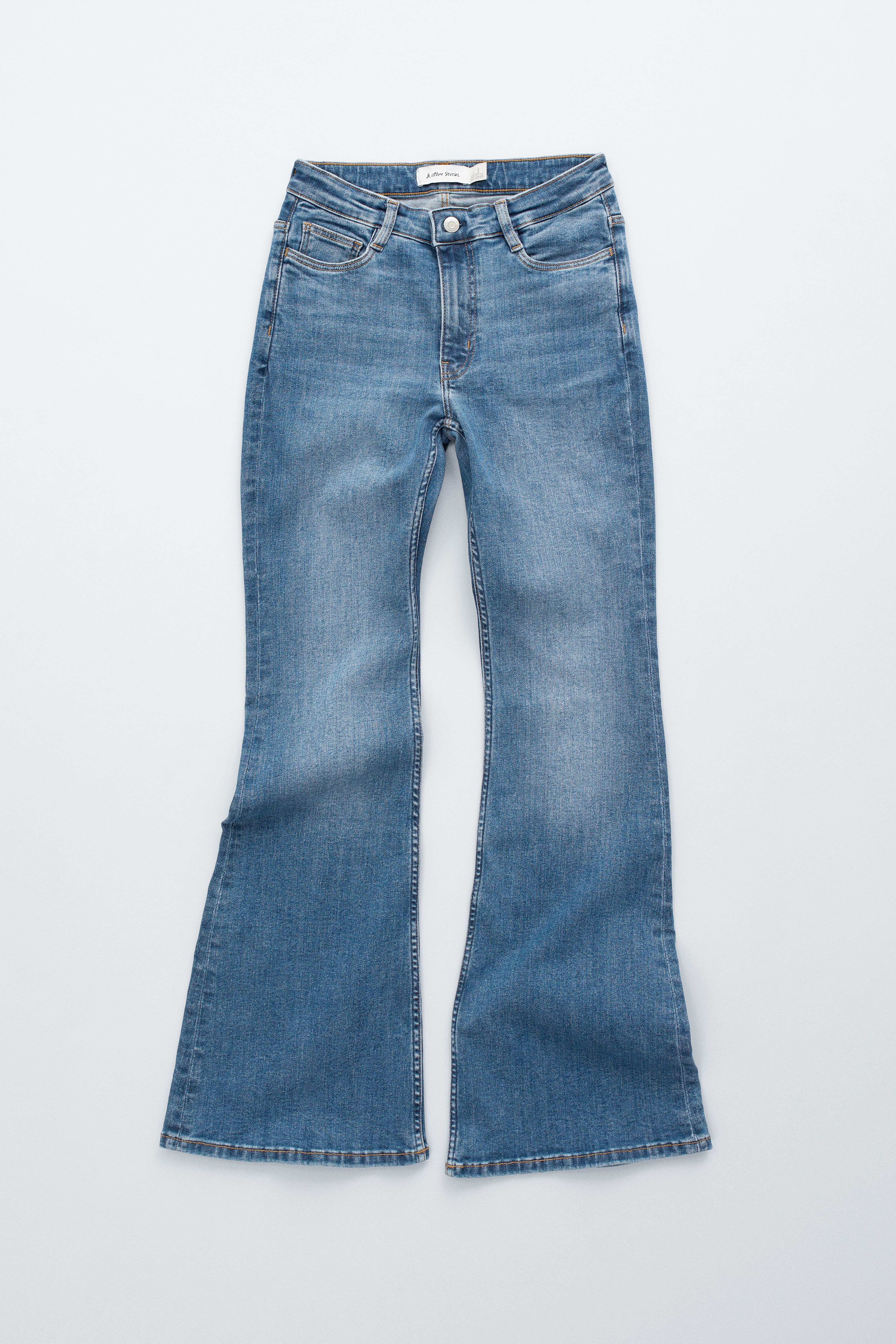 Schmale Bootcut-Jeans mit niedrigem Bund - Mittelblau/Dunkelblau
