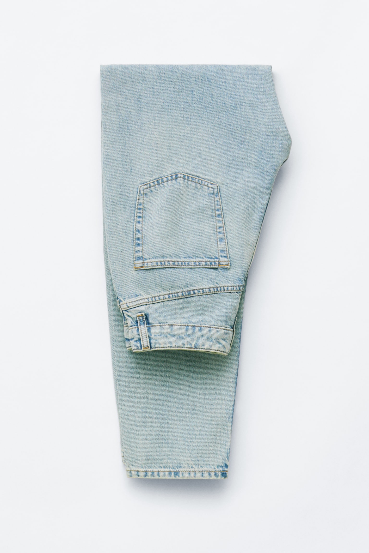 Jeans med hög midja och raka ben - Ljusblå/Klarröd - 8