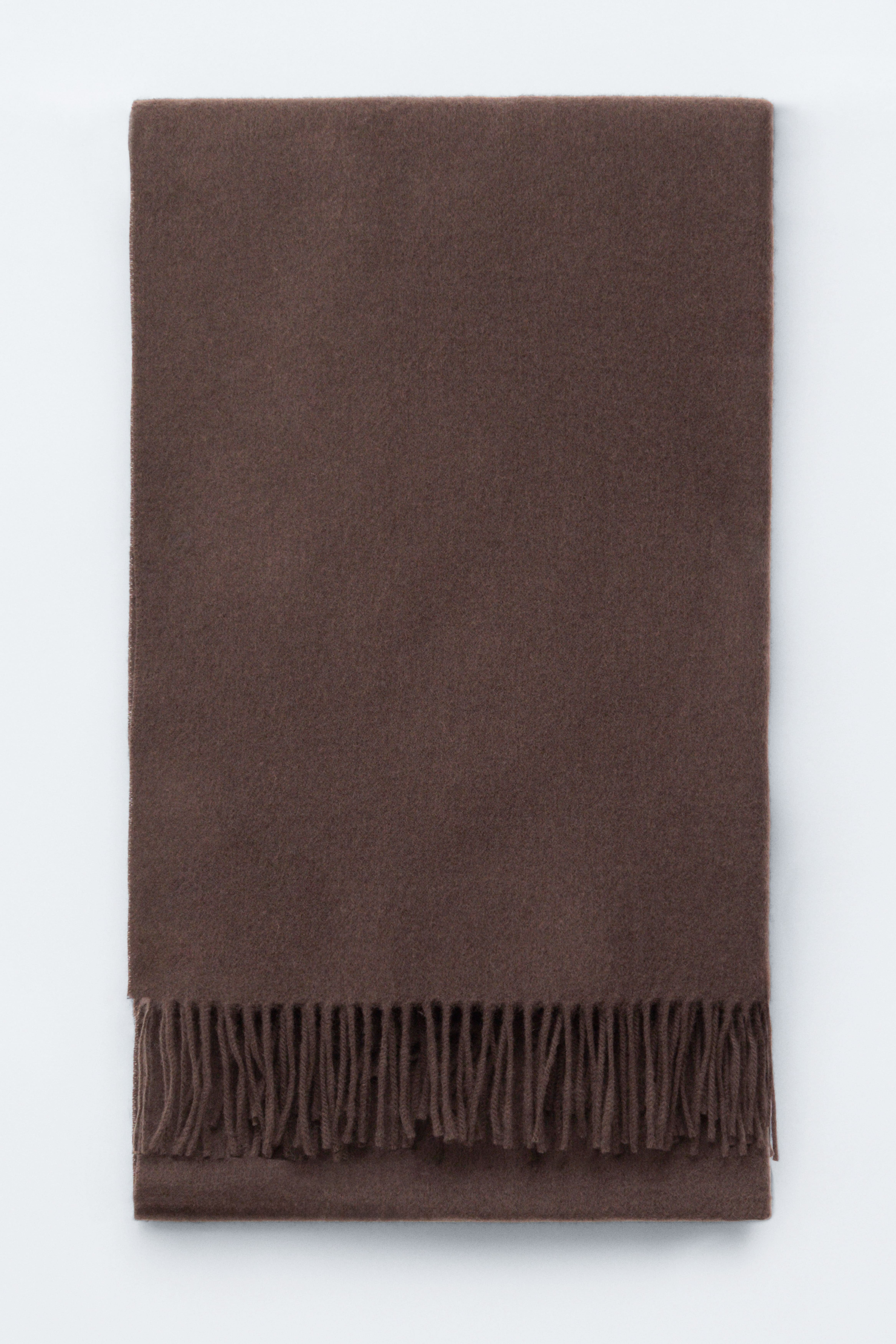 Sciarpa in stile coperta in lana con frange - Mogano/Grigio/Giallo chiaro/Beige/Bordeaux/Crema