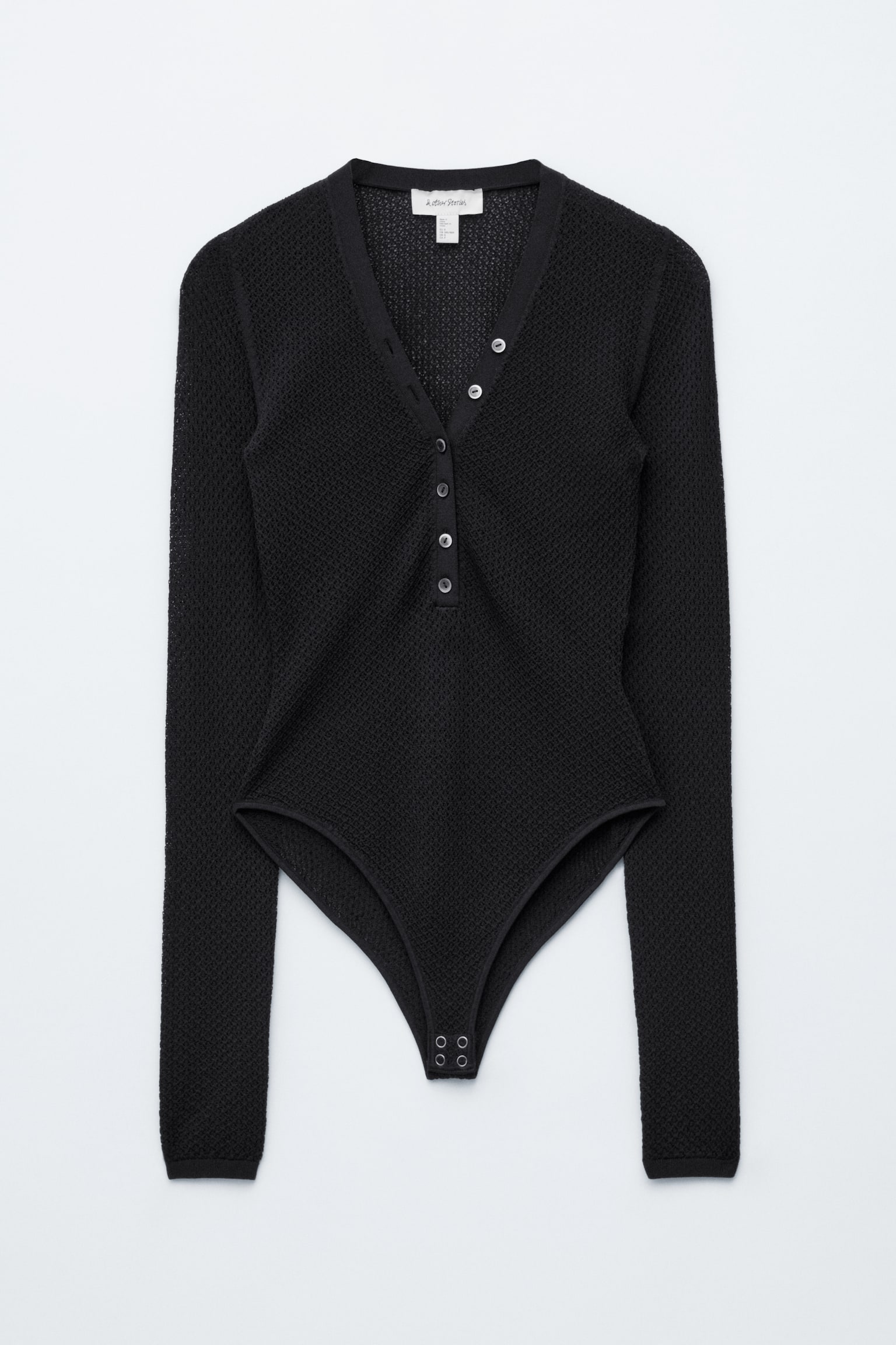 Langärmliger Body aus Pointelle-Strick - Schwarz - 2