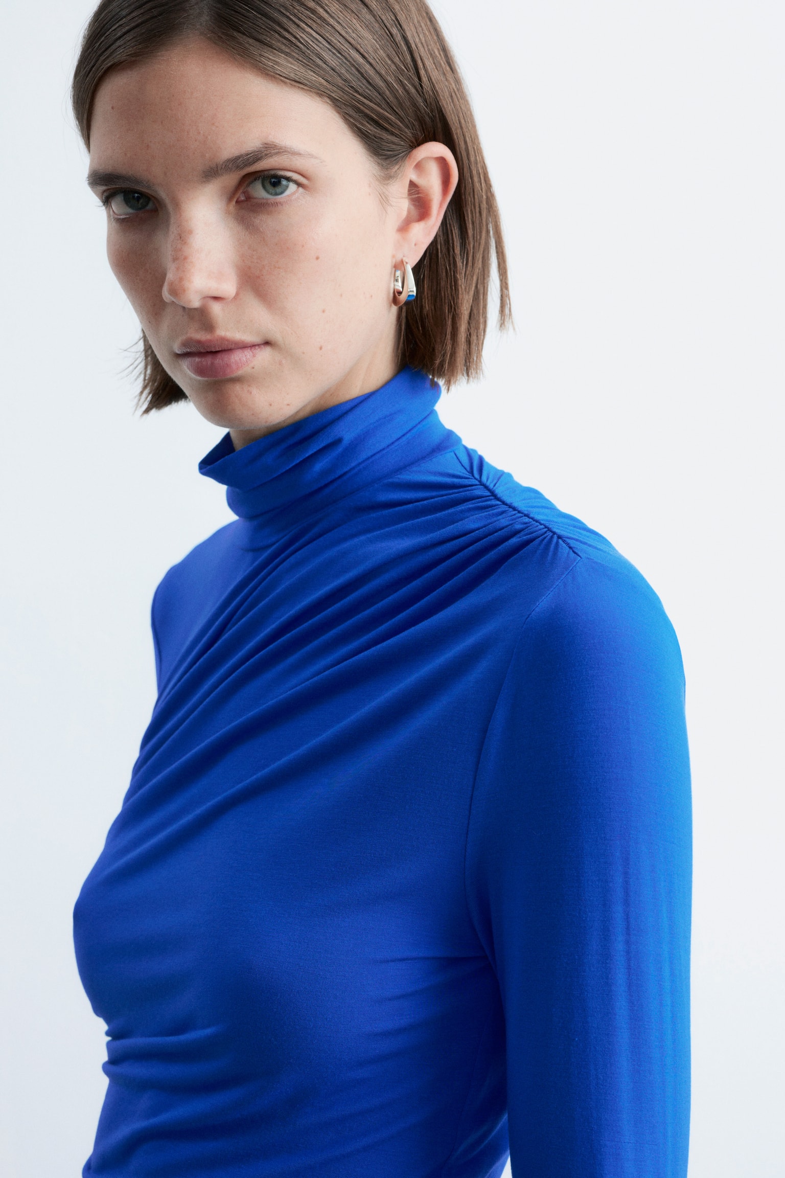 Poimutettu korkeakauluksinen paita - Kirkkaansininen/Keltainen/Punainen - 3