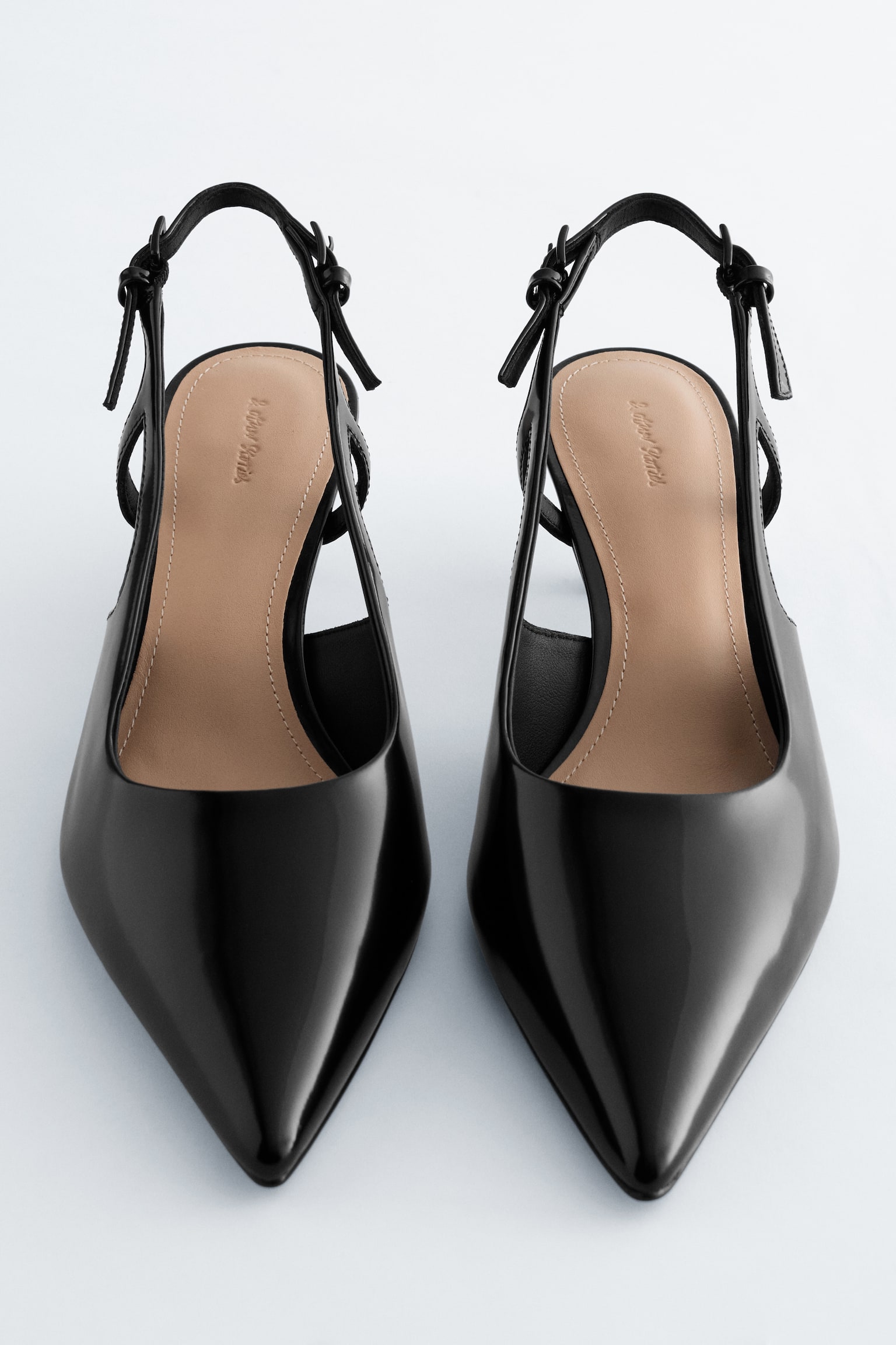 Skórzane czółenka Slingback - Czarny/Ciemnoszary - 1