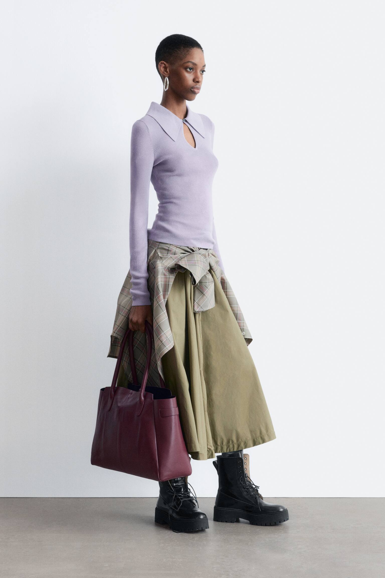 Top met kraag en opening - Lichtpaars - 5