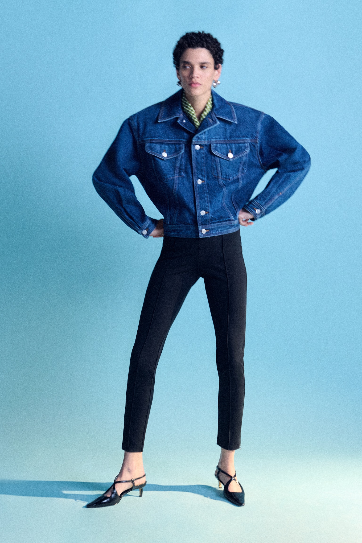 Jersey-leggings med biselæg - Sort - 2