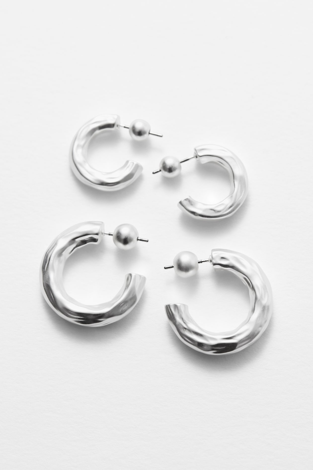 Ozmw 2 Paia Orecchini A Cerchio Pieghevoli | Argento E Nero | Unisex Per Uomo E Donna - Foto 6