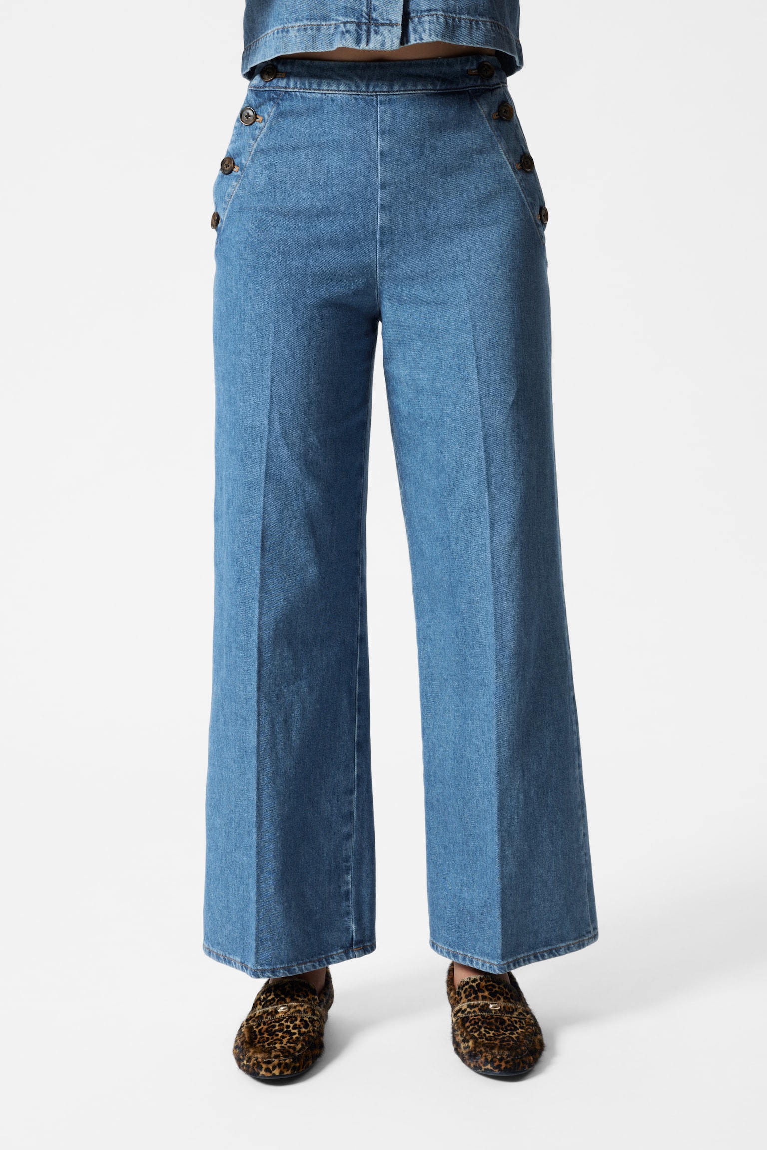 Denim Sailor Trousers - Blue - 8