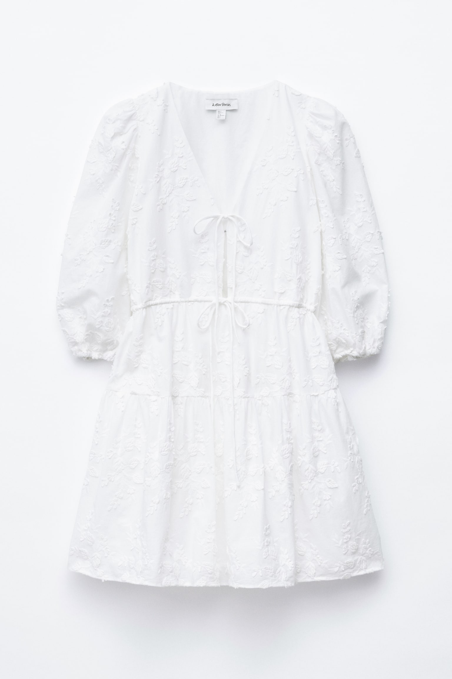 Embroidered Mini Dress - White - 2