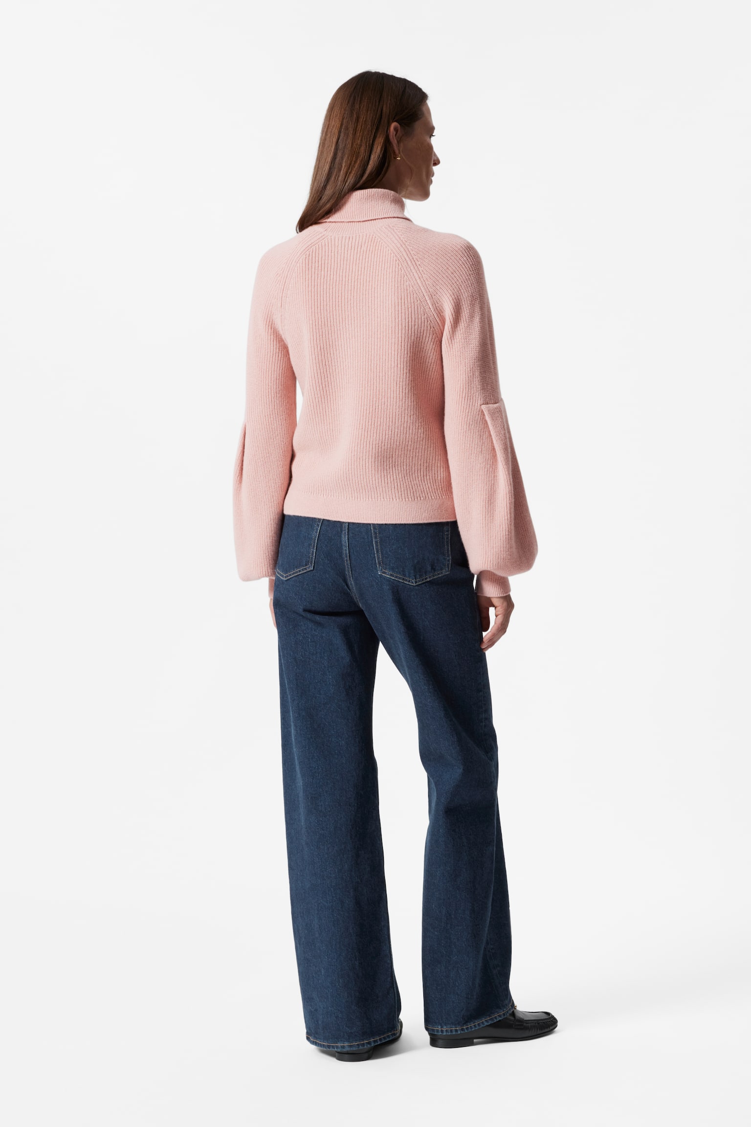 Collared Puff-Sleeve Jumper - Dusty Pink/Black - 3