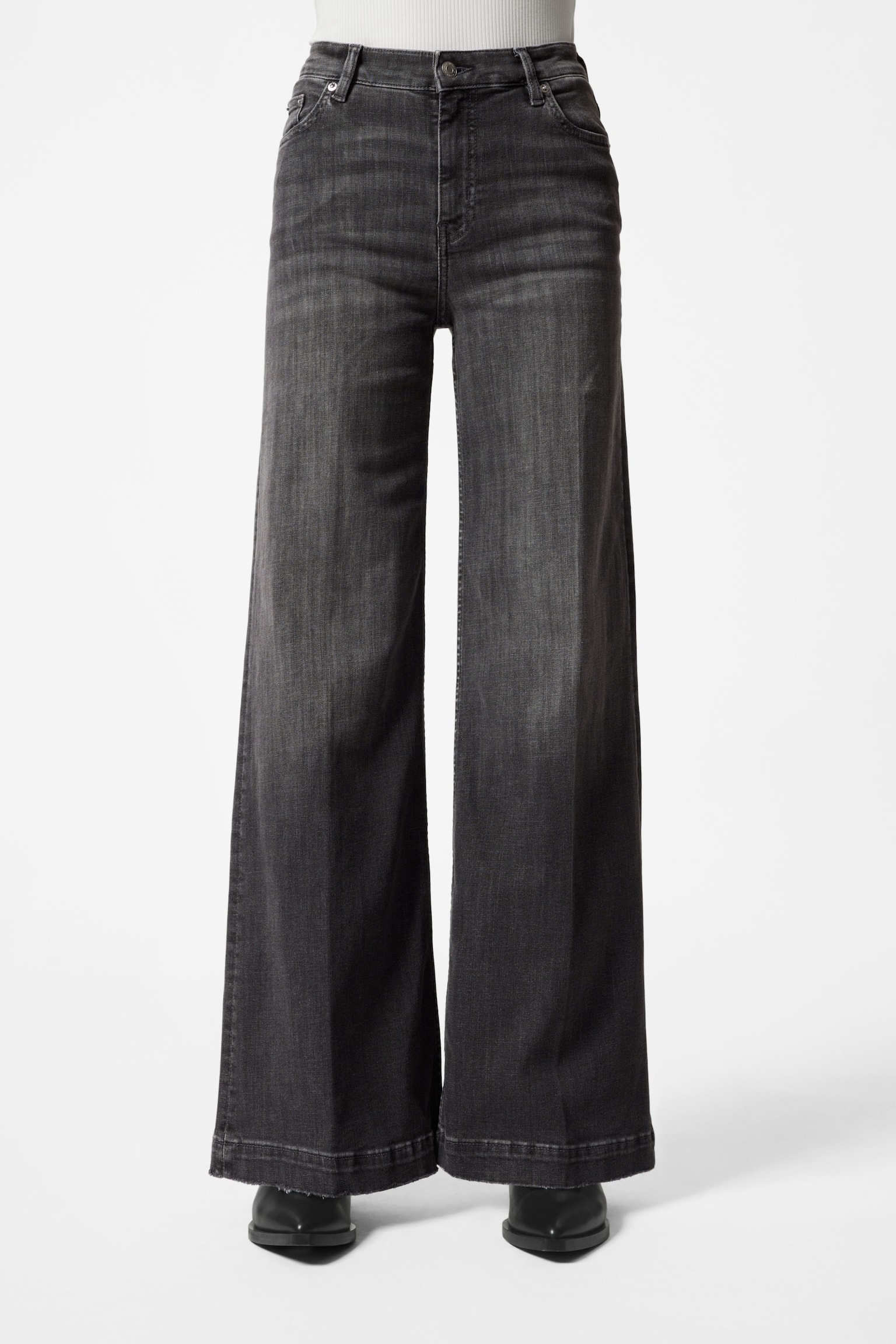 Flared Jeans - Washed Black/Mid-Blue - 4