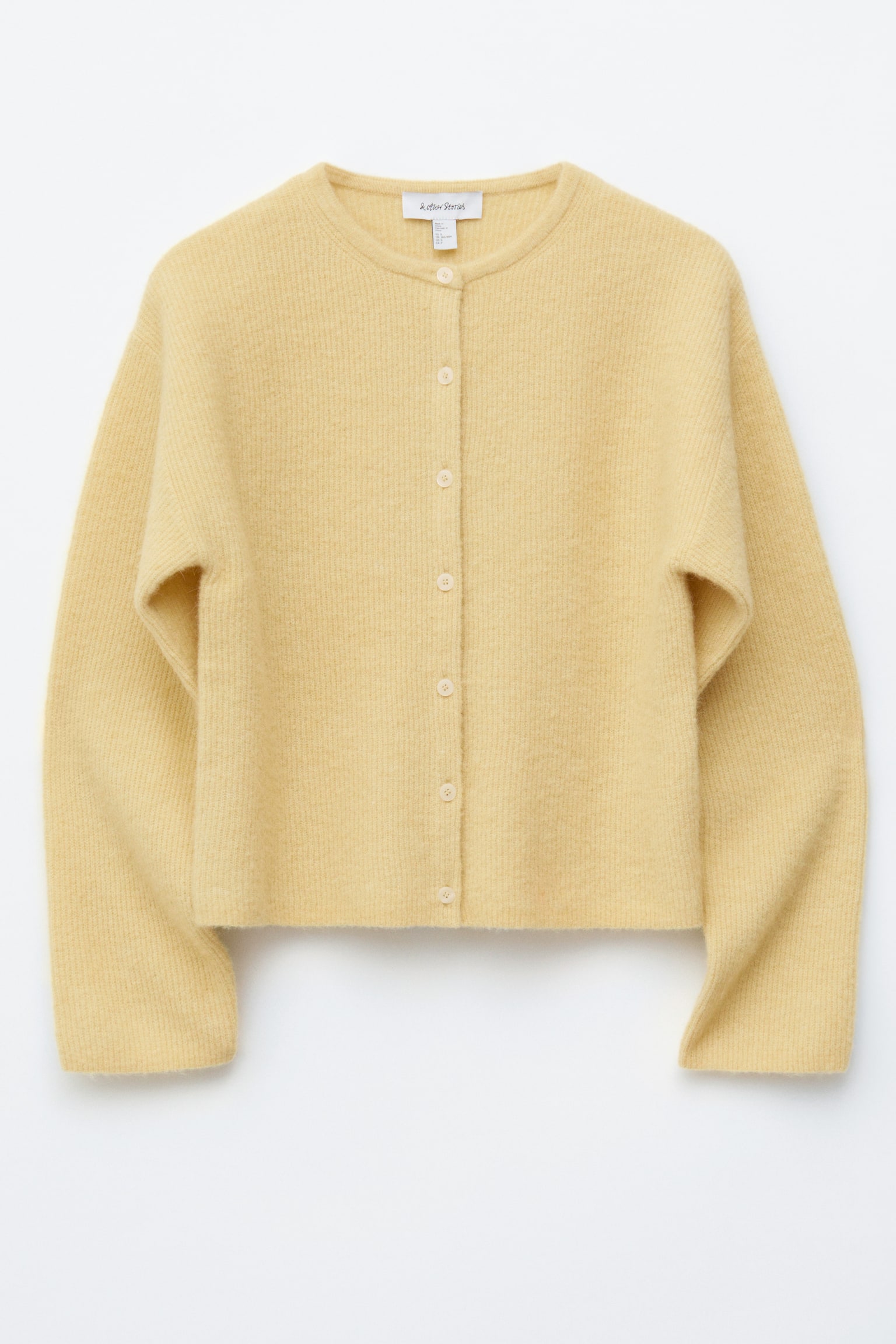 Stickad cardigan i alpackablandning - Pastellgul/Vit/Grön/Gammelrosa/Beige/Grå - 2