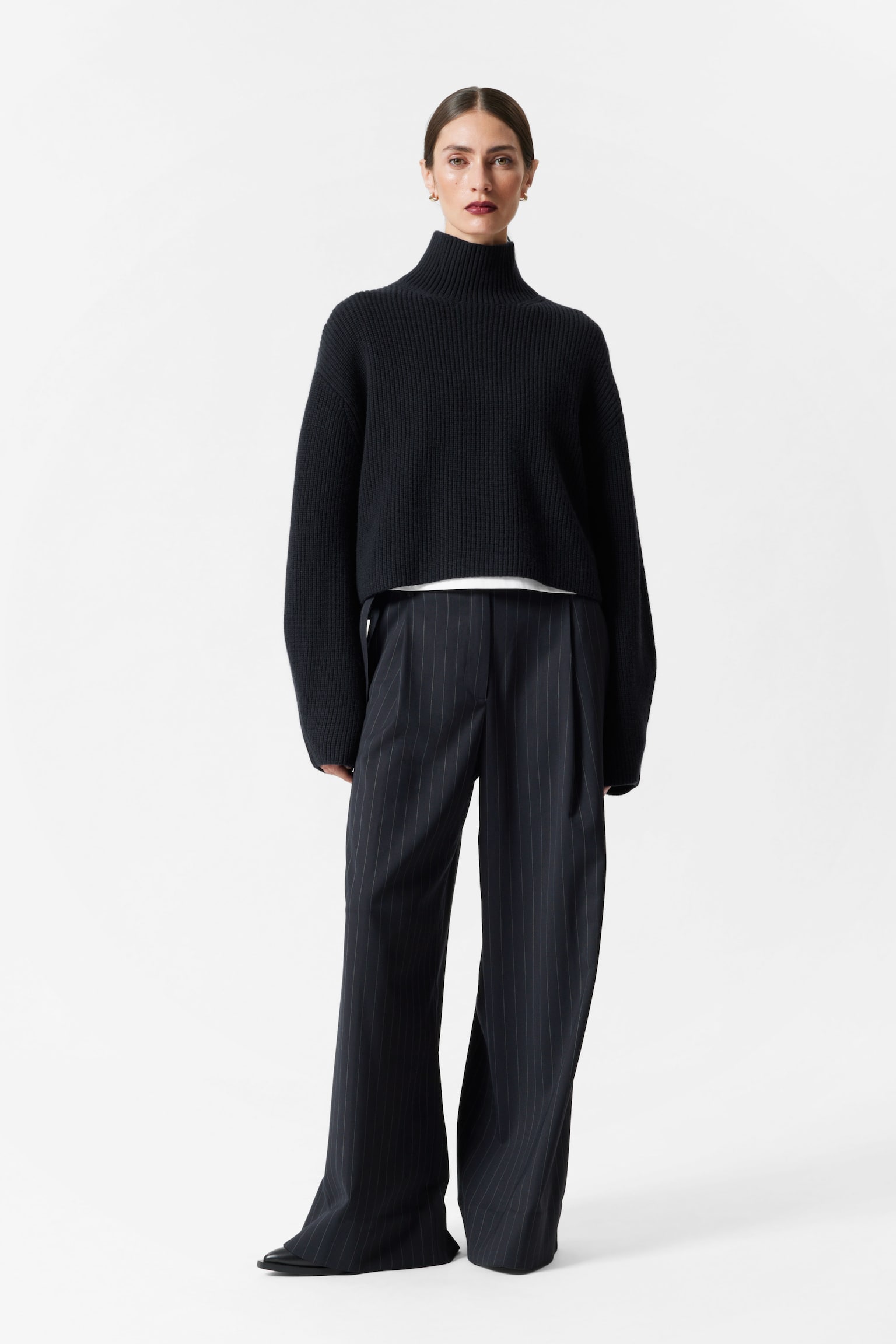 Rib-Knit Turtleneck Jumper - Navy/Dark Khaki - 3