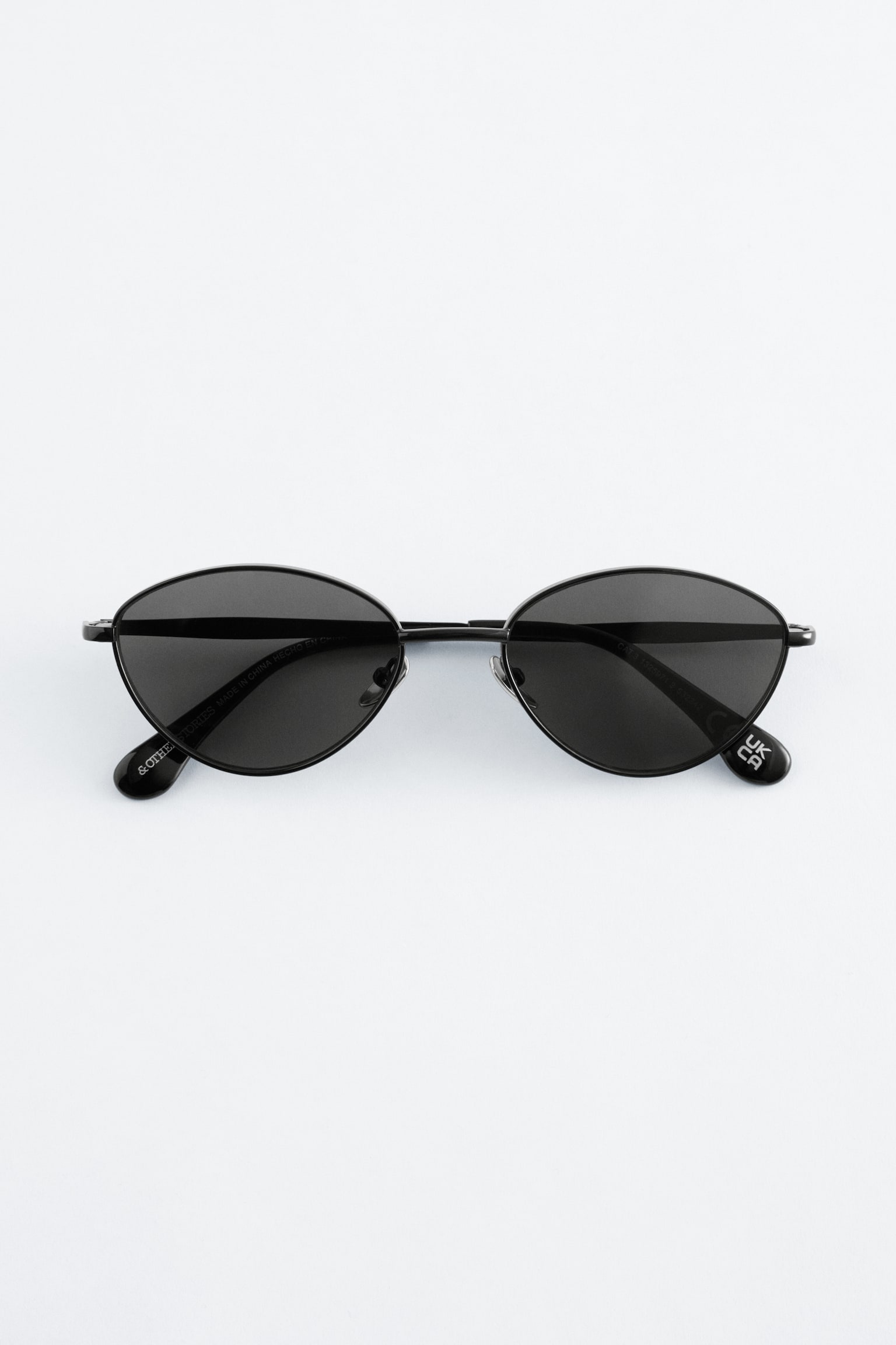 Ohutkehyksiset soikeat aurinkolasit - Musta/Kulta - 2