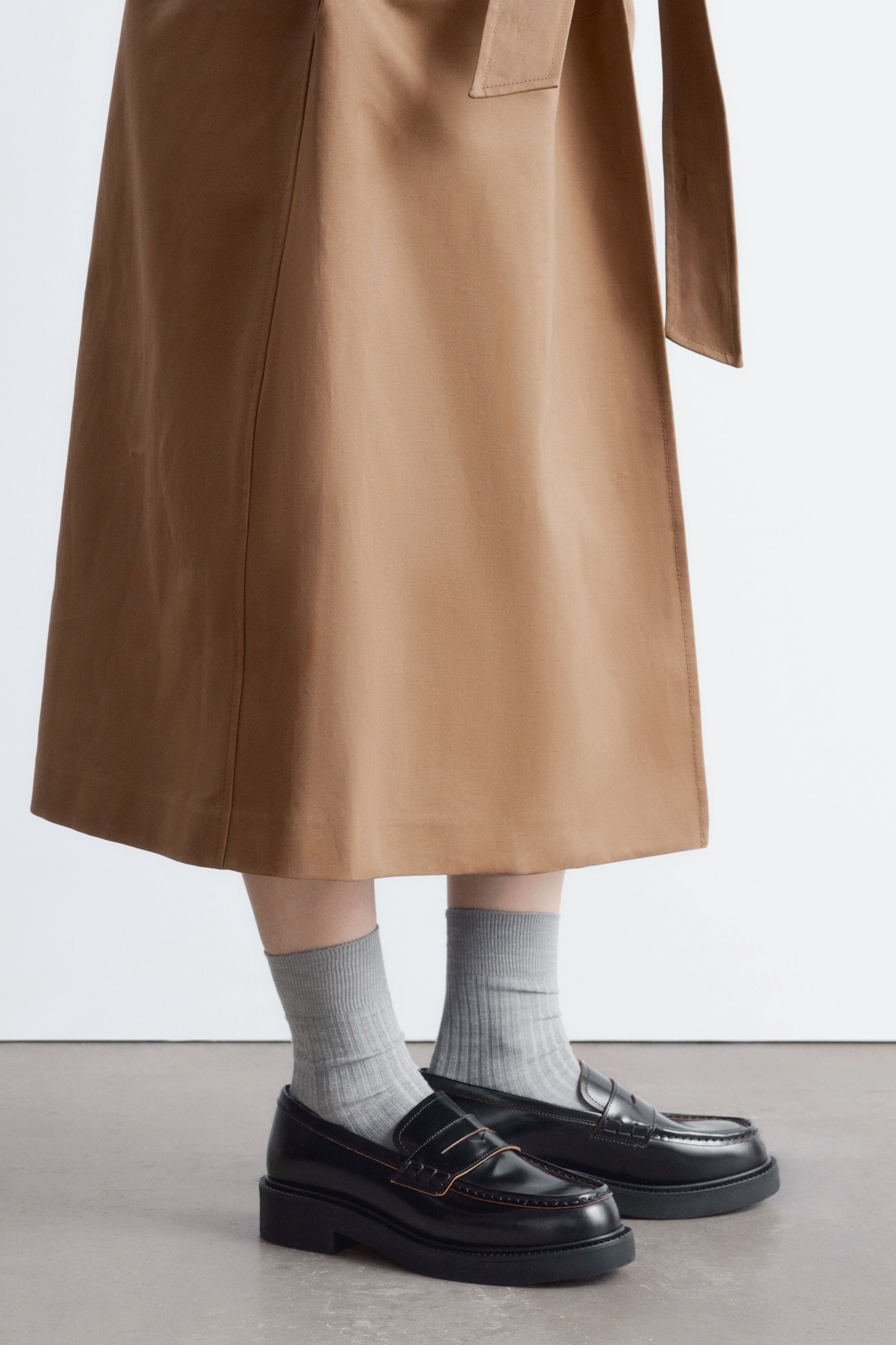 Mocassins en cuir épais - Noir/Marron Clair - 1