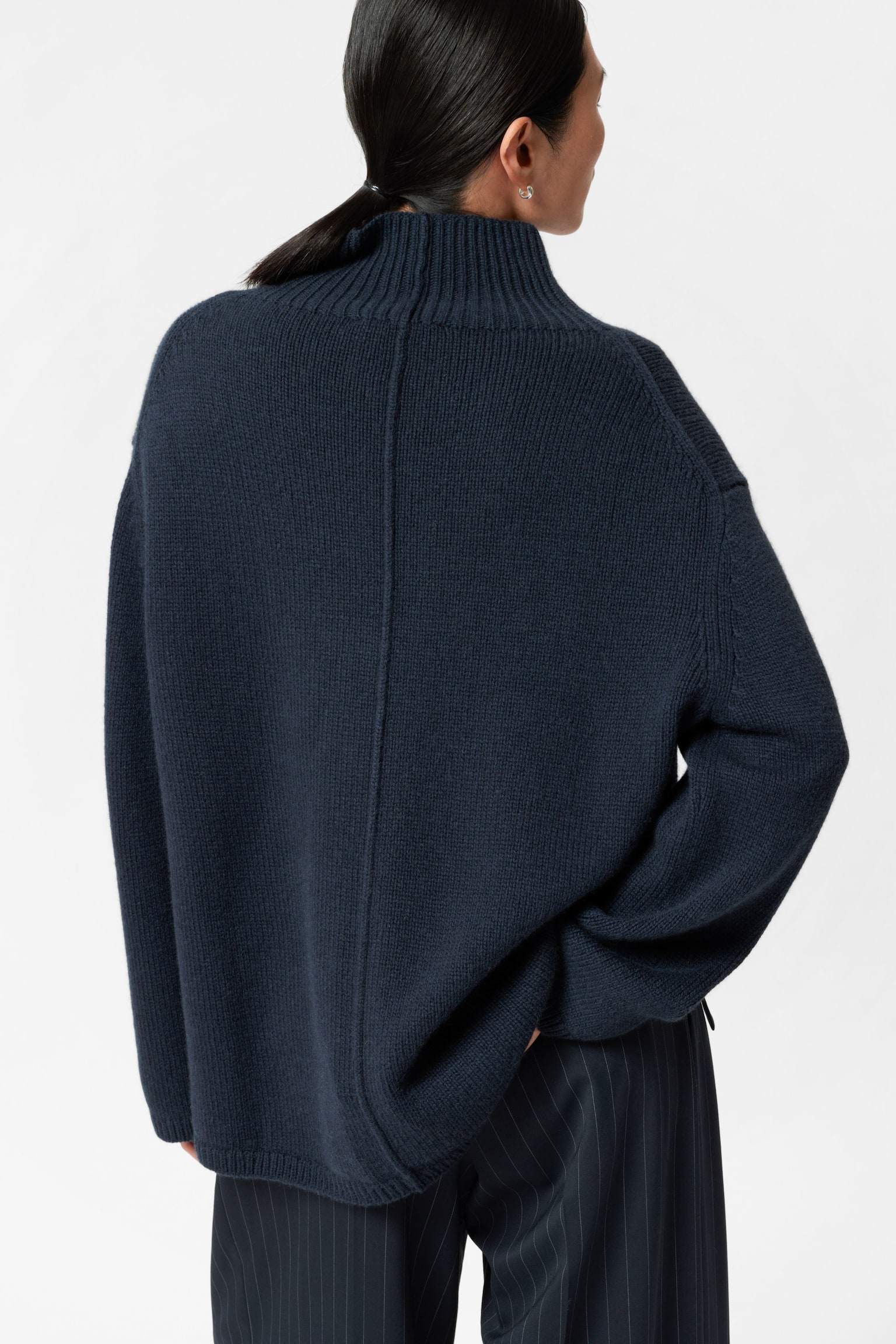 Cashmere-Blend Turtleneck Jumper - Navy/Mole - 6