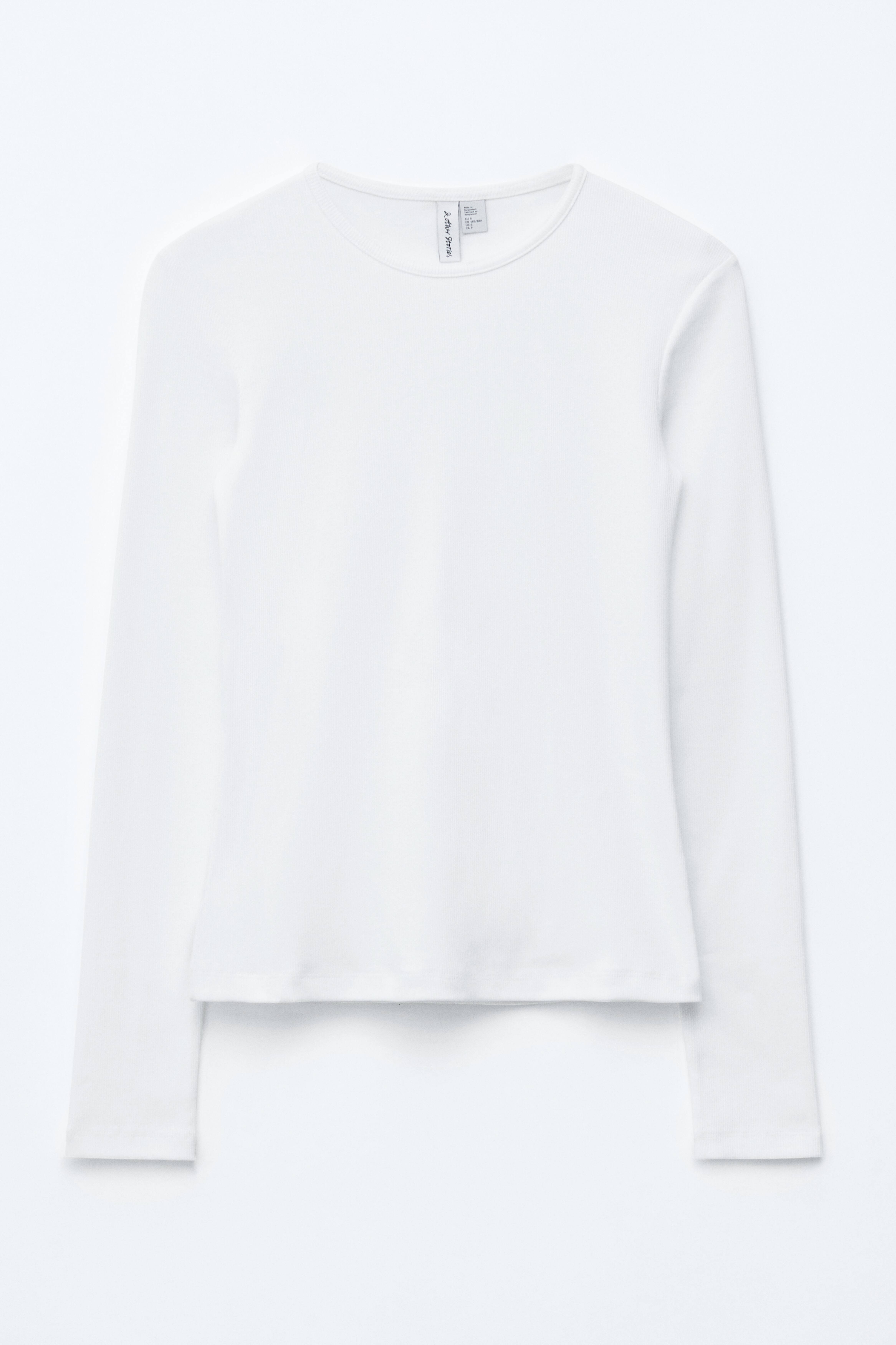 Maglia a maniche lunghe con finitura a coste - Bianco/Marrone scuro/Giallo pastello/Grigio chiaro/Nero/Righe beige/nero/Righe marrone/bianco/Verde scuro