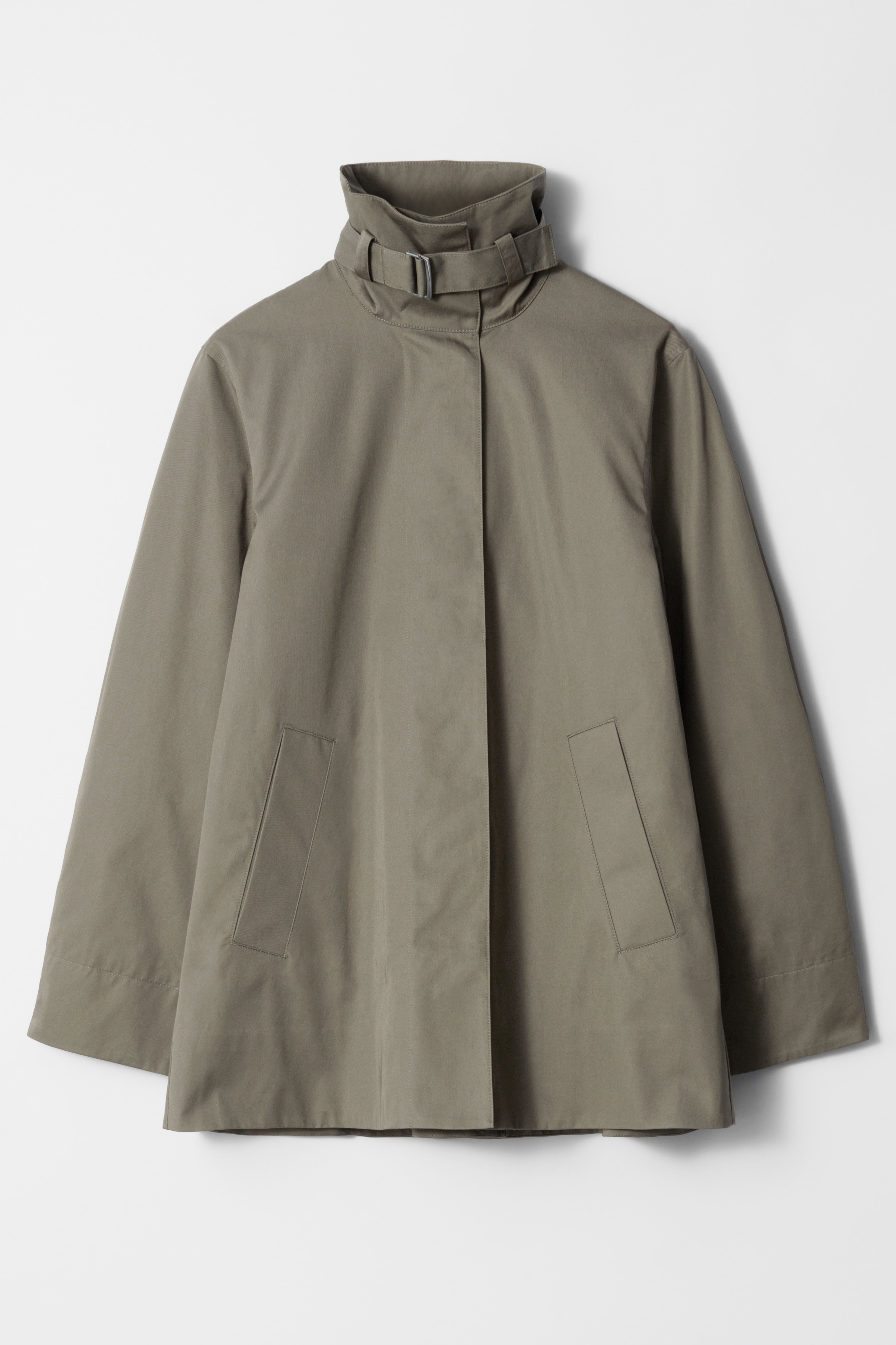 A-Linien-Jacke mit Tunnelkragen - Khaki/Dunkelblau