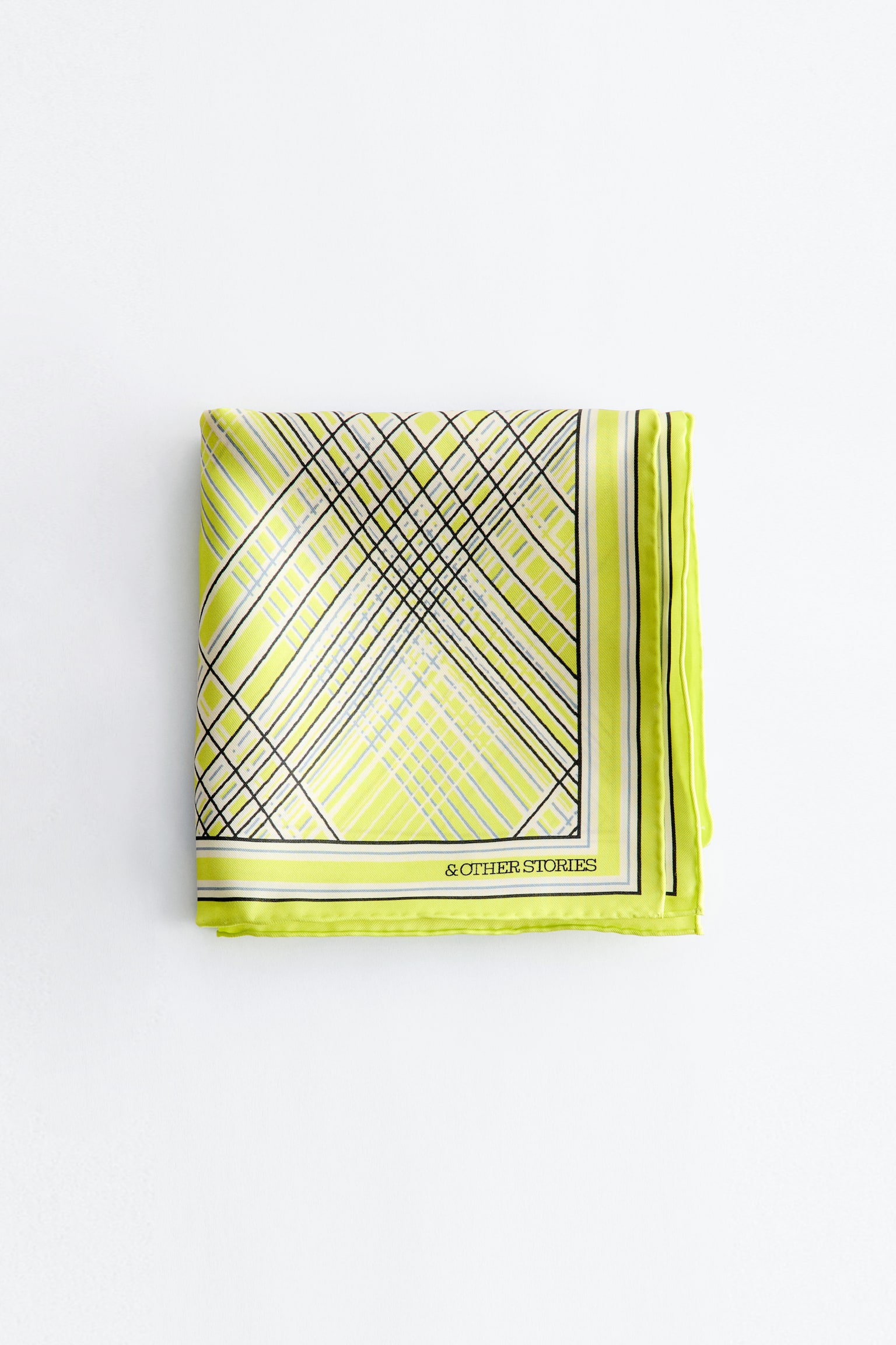 Potiskovaný hedvábný šátek - Žlutá/Světlá Tyrkysová/Meruňková - 1