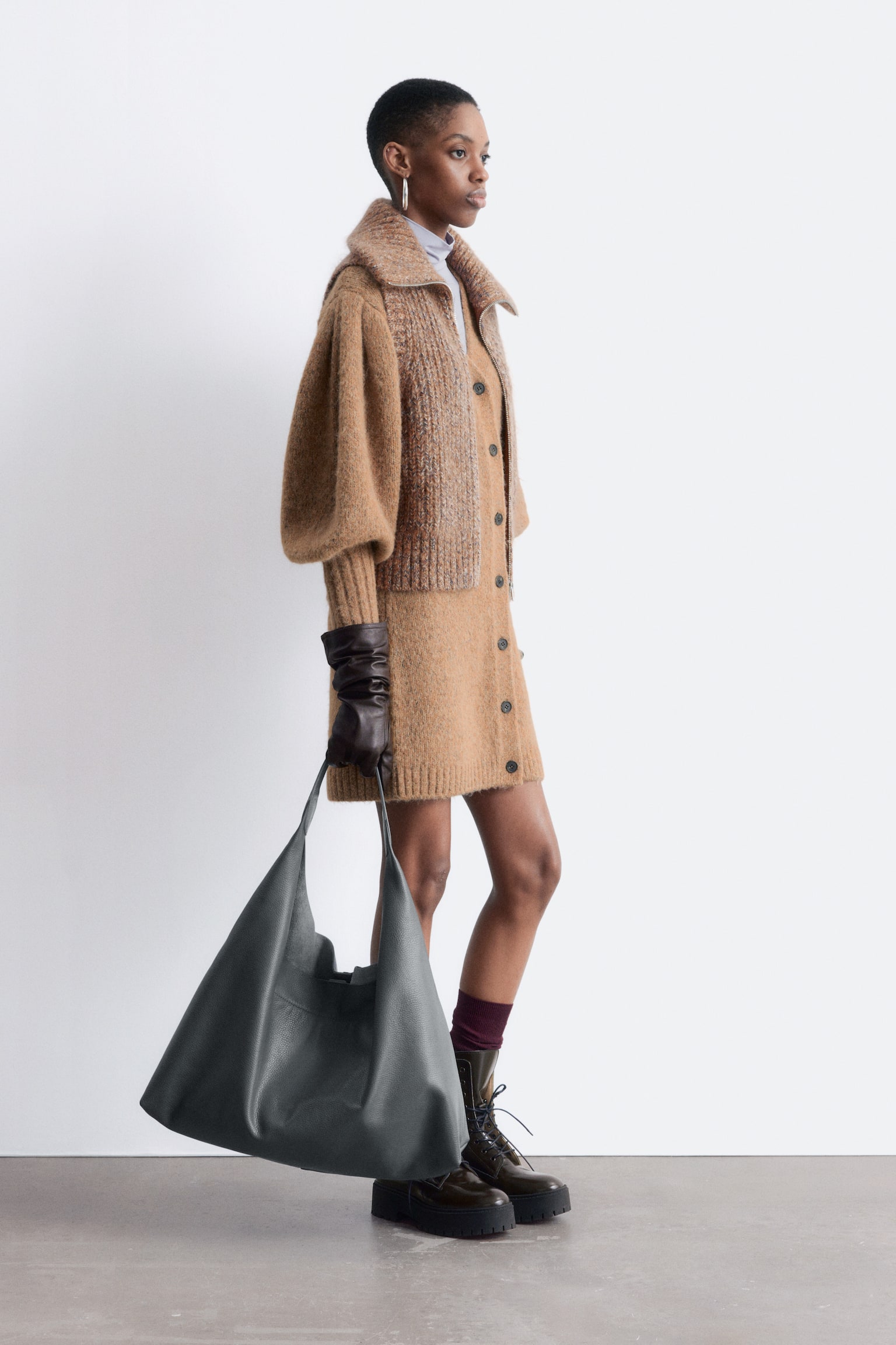 Débardeur zippé en maille - Marron Clair - 5