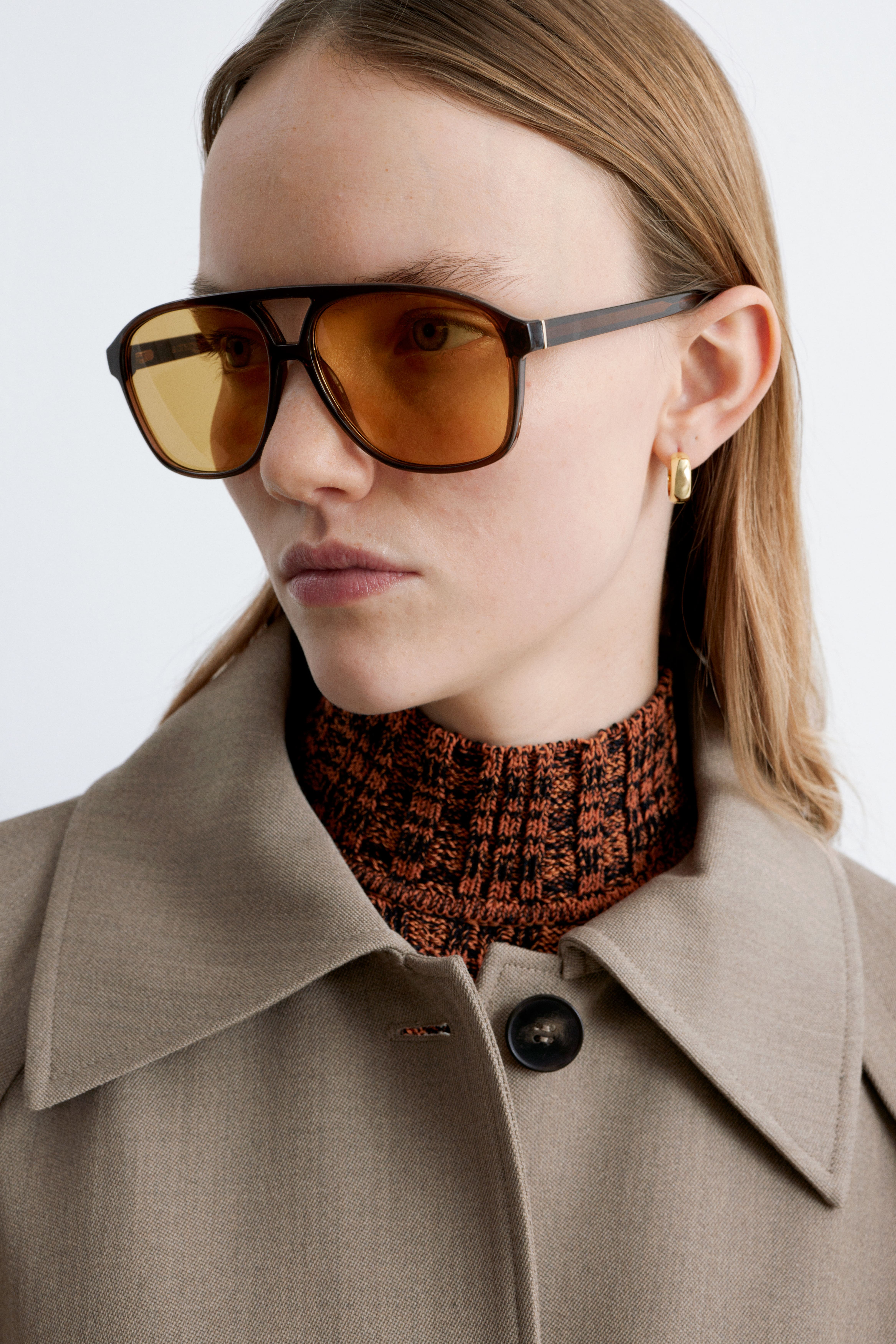 Occhiali da sole in stile aviatore oversize - Marrone/Giallo/Verde kaki