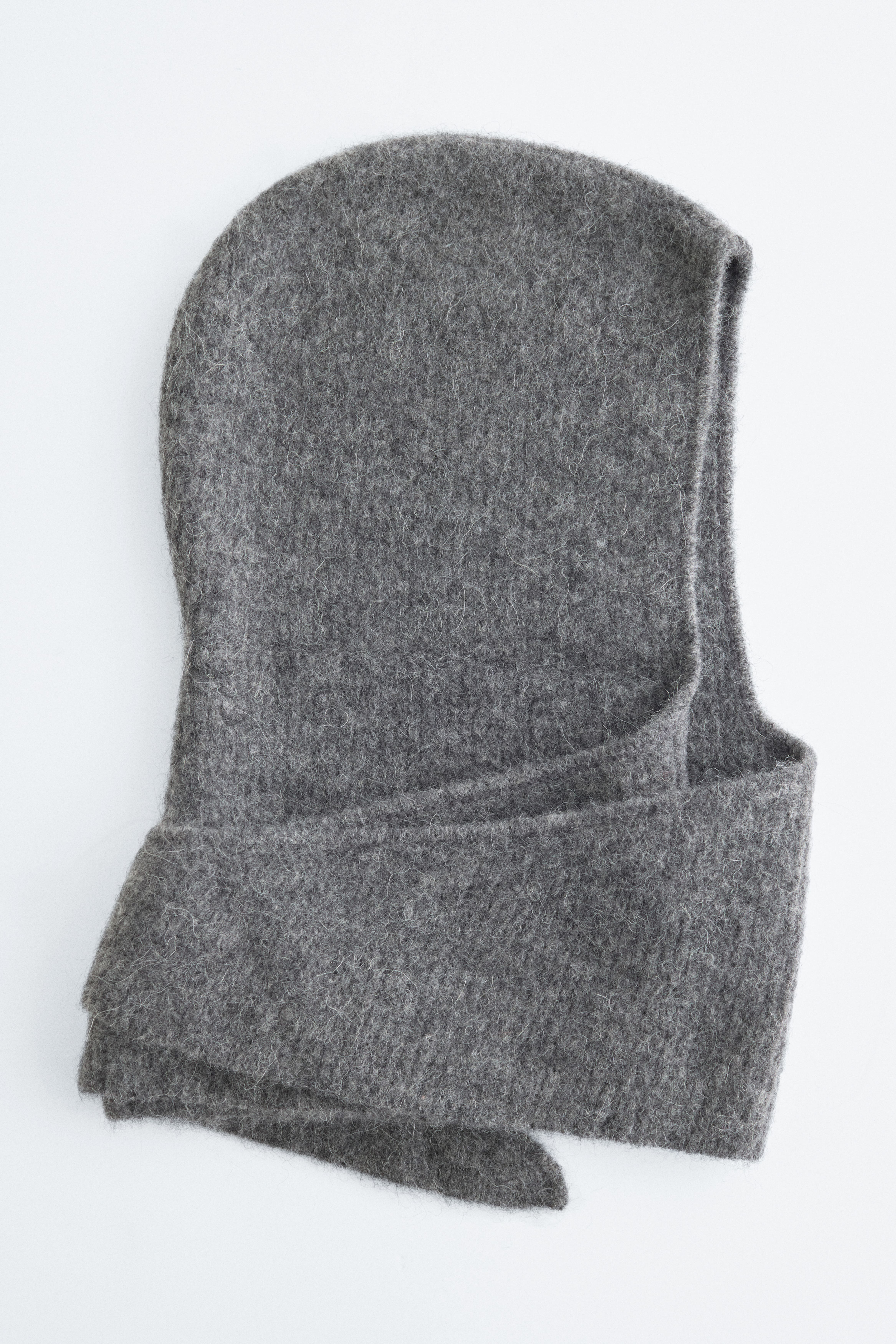 Rippstrick-Kapuzenschal aus Alpakamischung - Grau meliert/Helltürkis