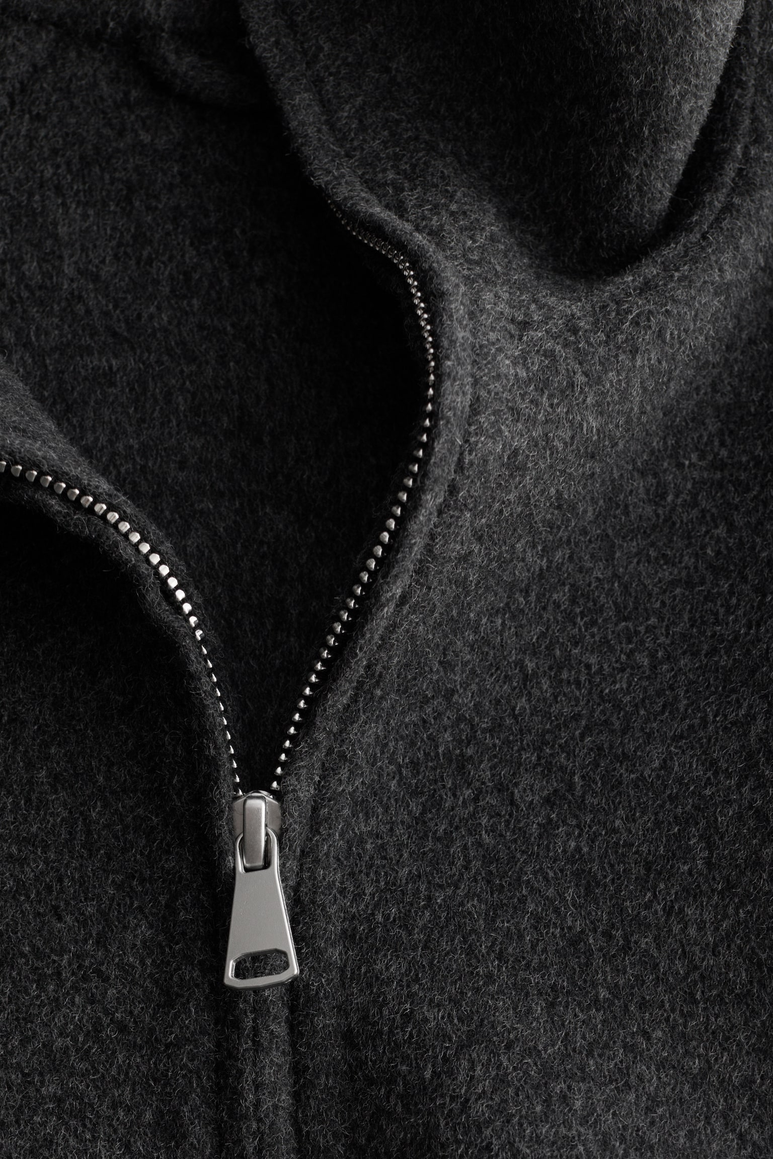 Uldjakke med lynlås - Dark Grey/Dark Beige - 3