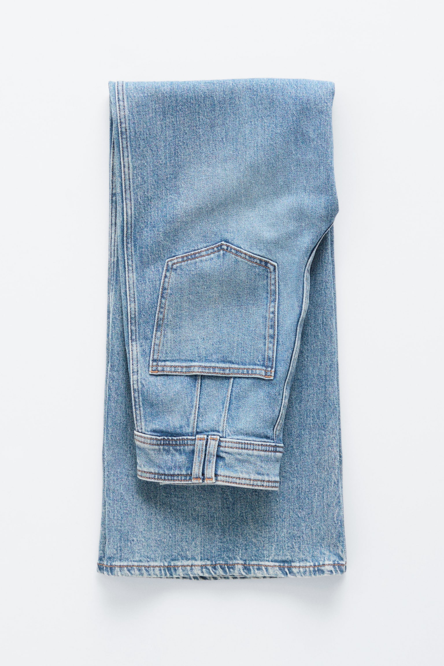 Press-Crease Flared Jeans - Washed Light Blue/Washed Mid Blue/Black - 3