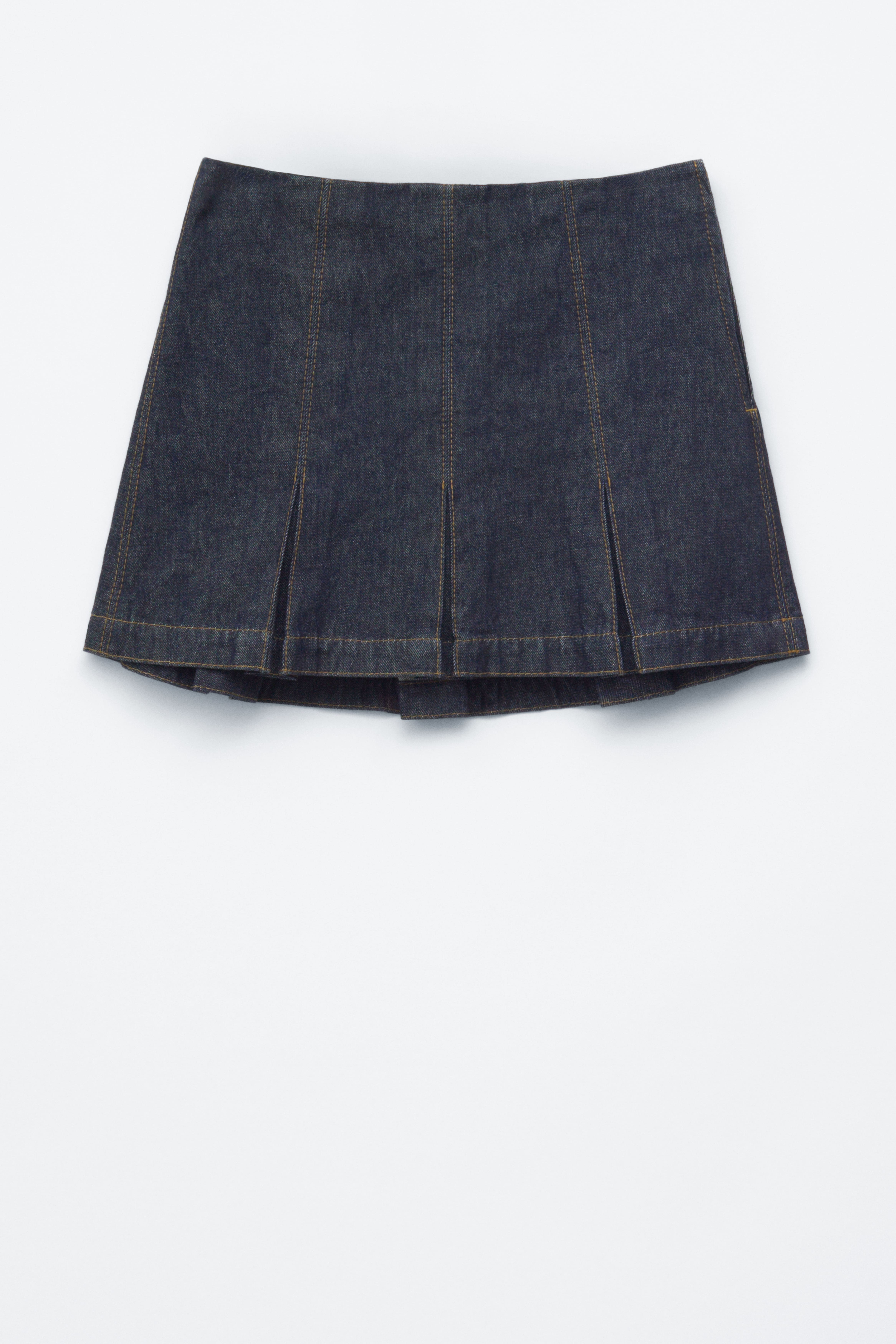 Minigonna in denim a pieghe - Blu scuro