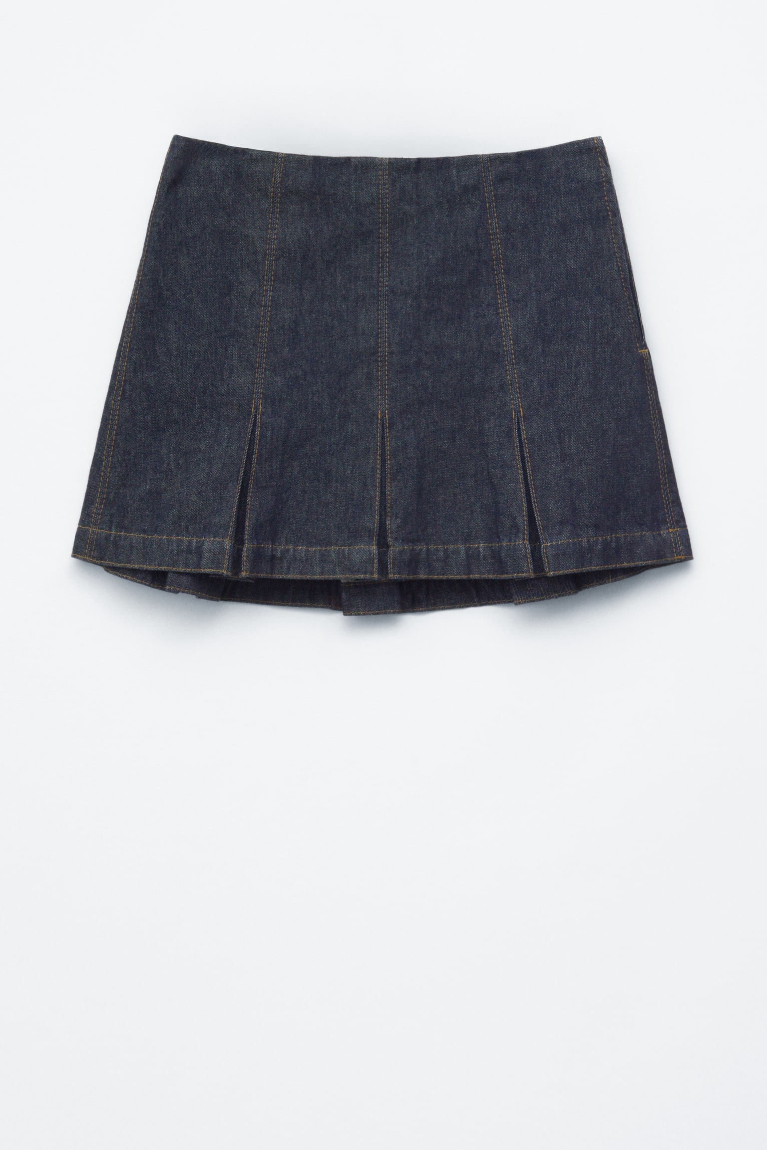 Minigonna in denim a pieghe - Blu scuro - 2