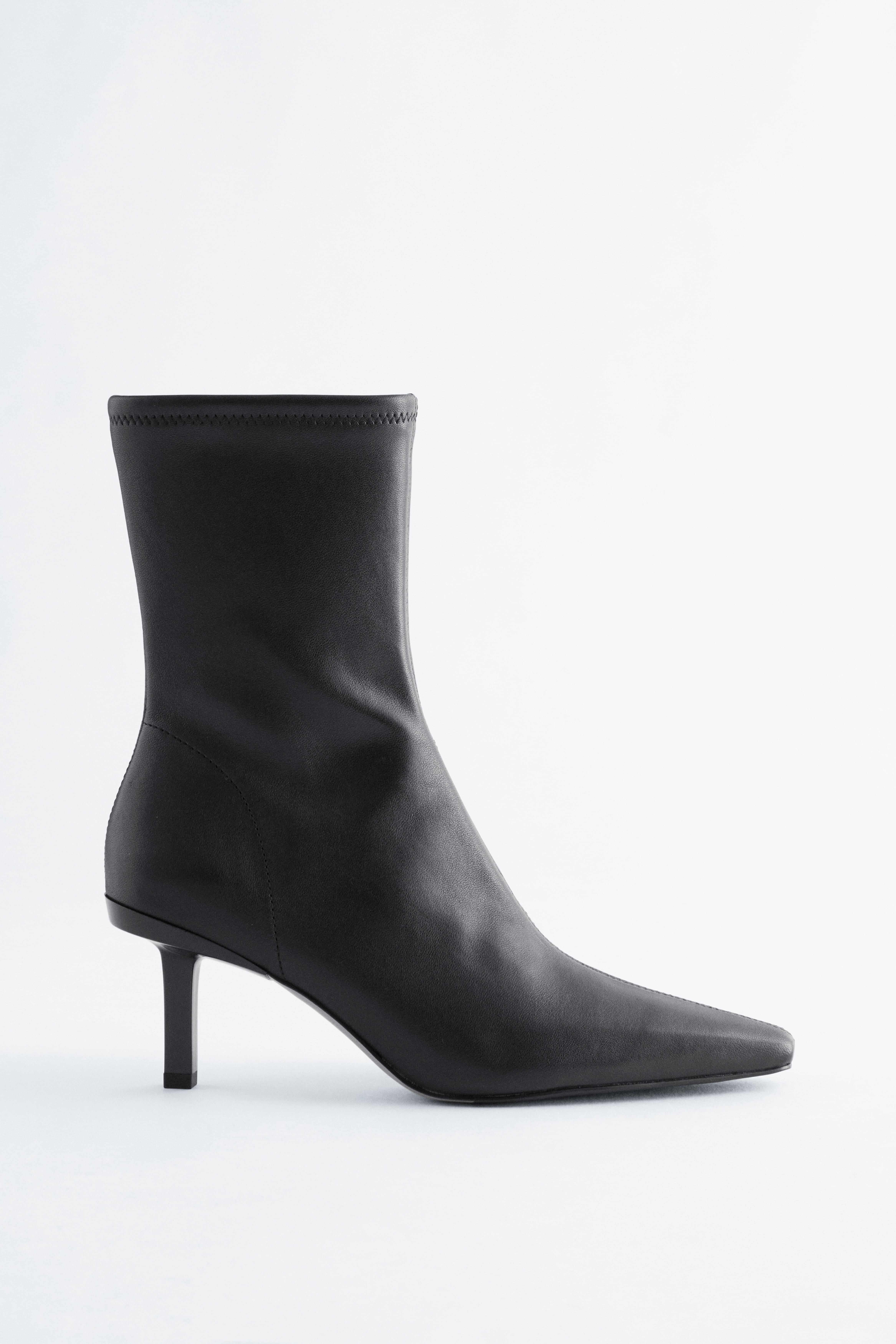 Enkellaarsjes van stretchleer - Zwart leer/Bordeauxrood