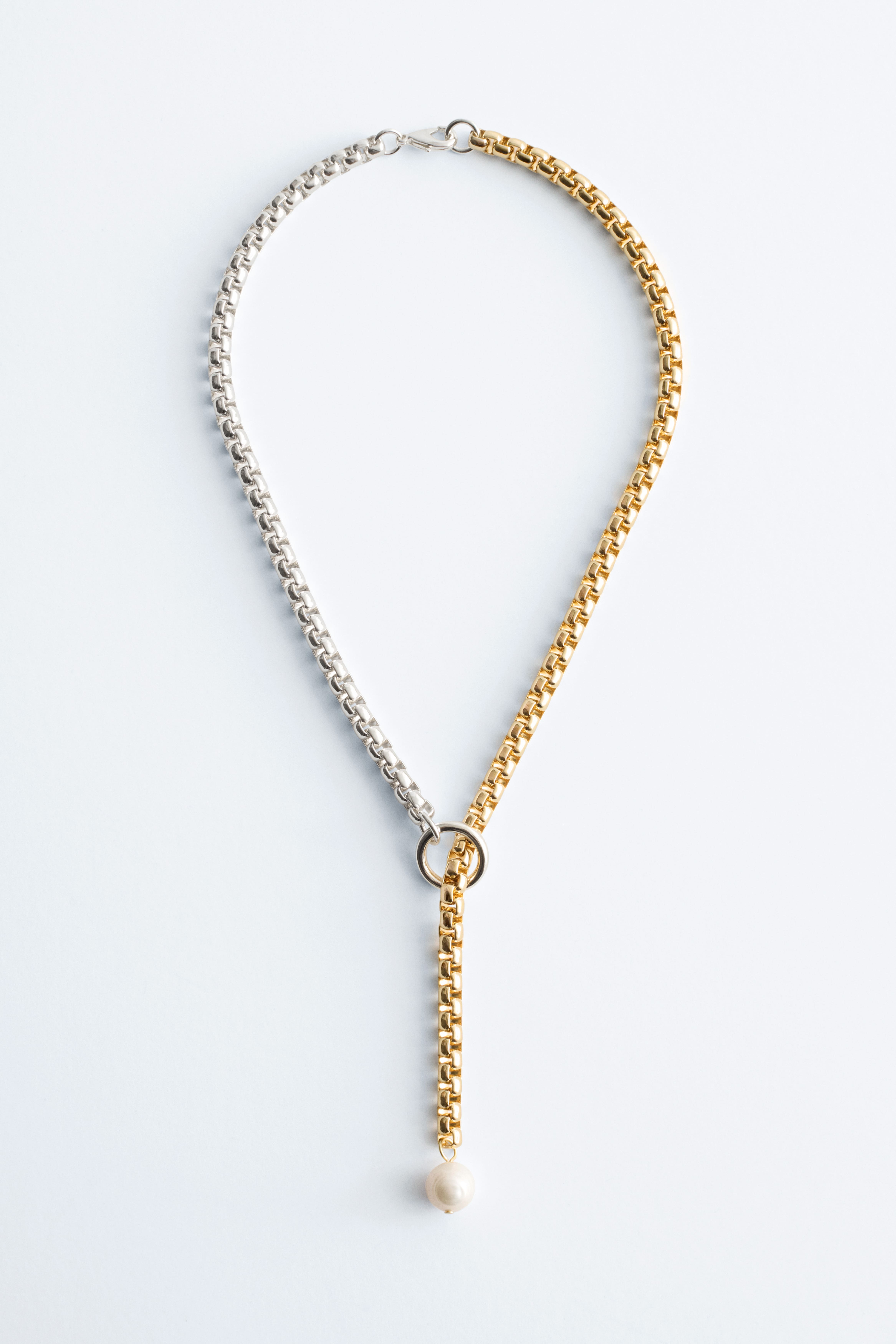 Tweekleurige lasso-halsketting - Goud/zilver