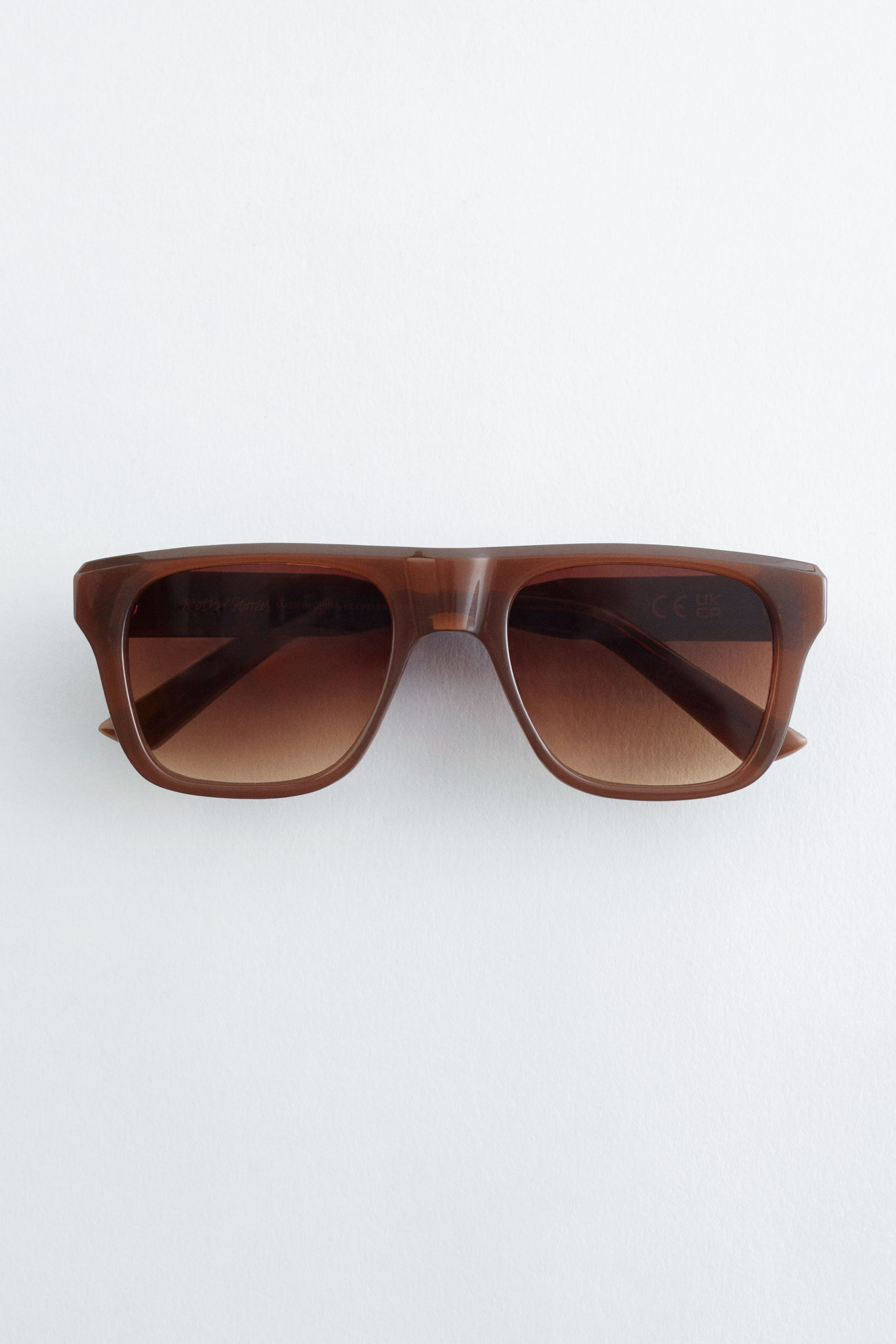 Zonnebril met vierkant montuur - Bruin