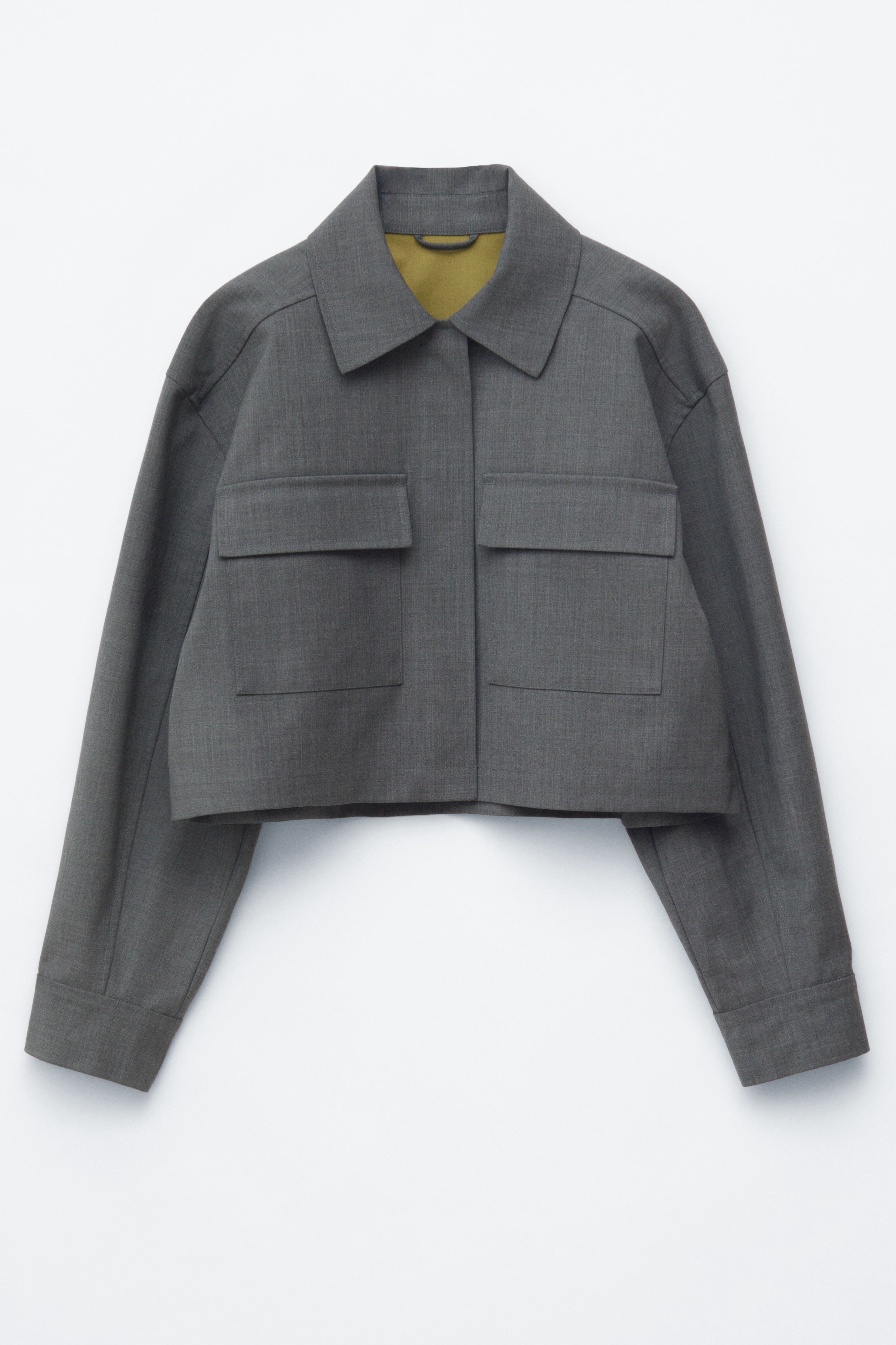 Krótka wełniana kurtka - Ciemnoszary