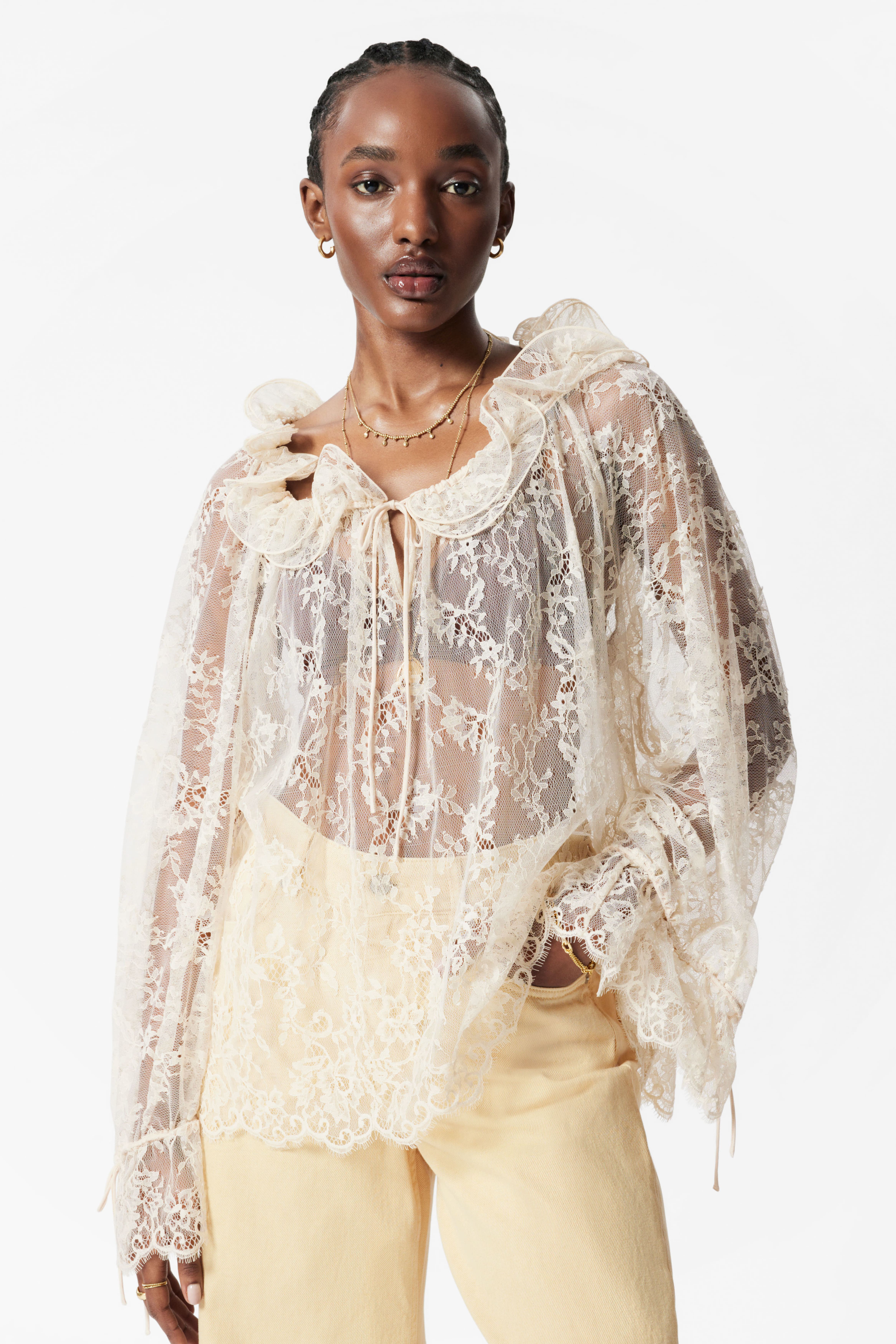 herlipto Ruffle Lace Blouse