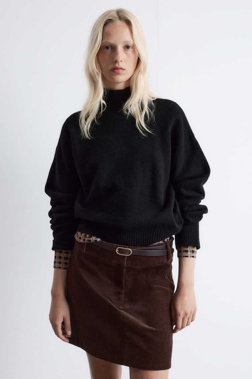 Combinar Jersey Negro Cuello Alto Mujer Jerséis De Cuello Vuelto