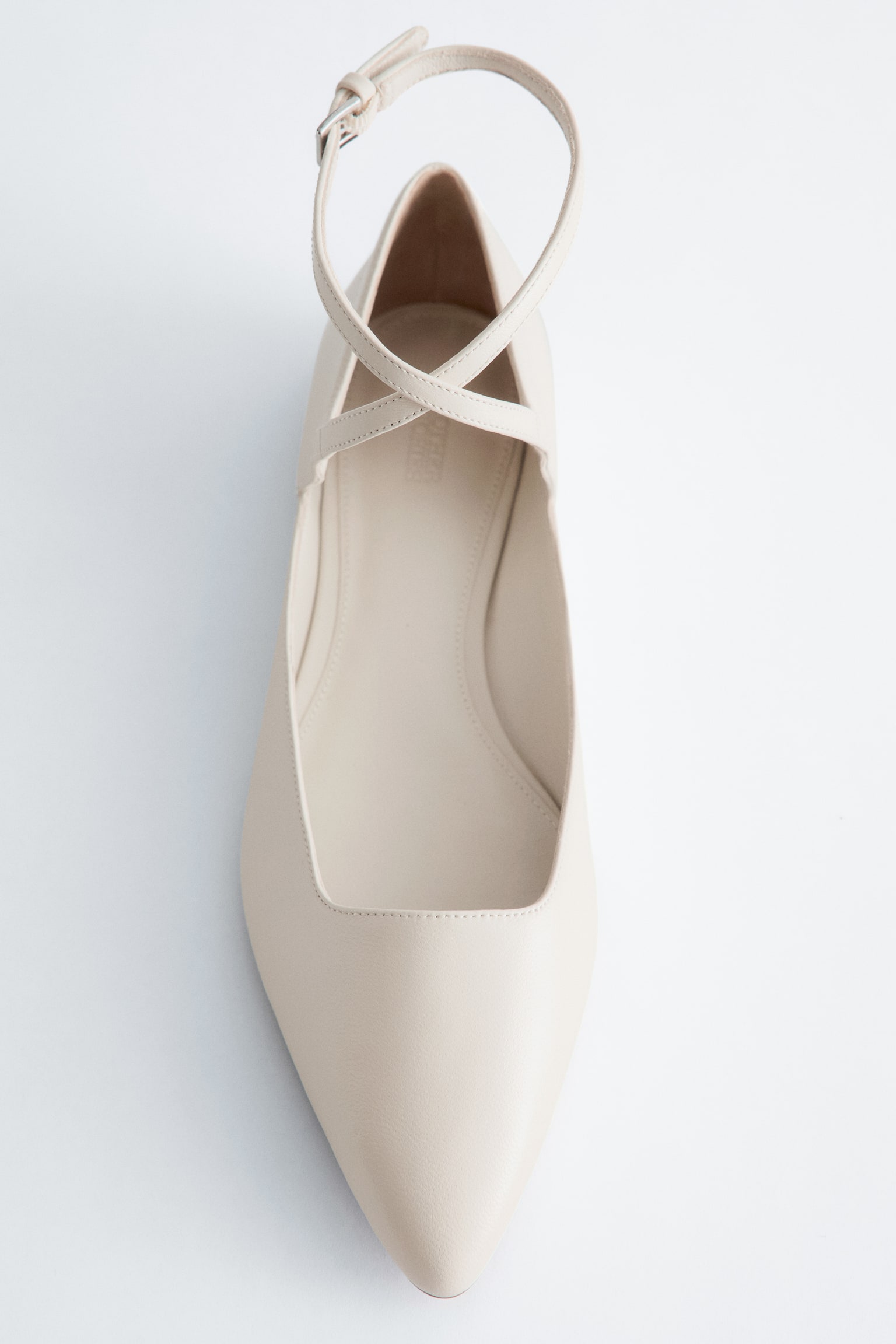 Ballerine in pelle con cinturino incrociato - Bianco/Nero/Marrone cognac - 5