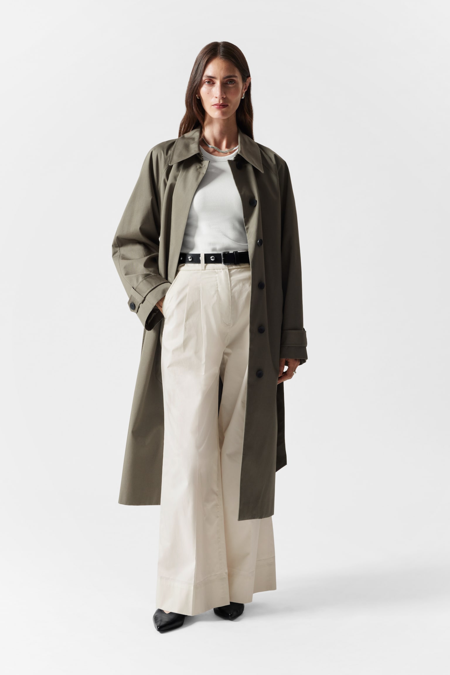 Single-Breasted Trench Coat - Khaki - 8