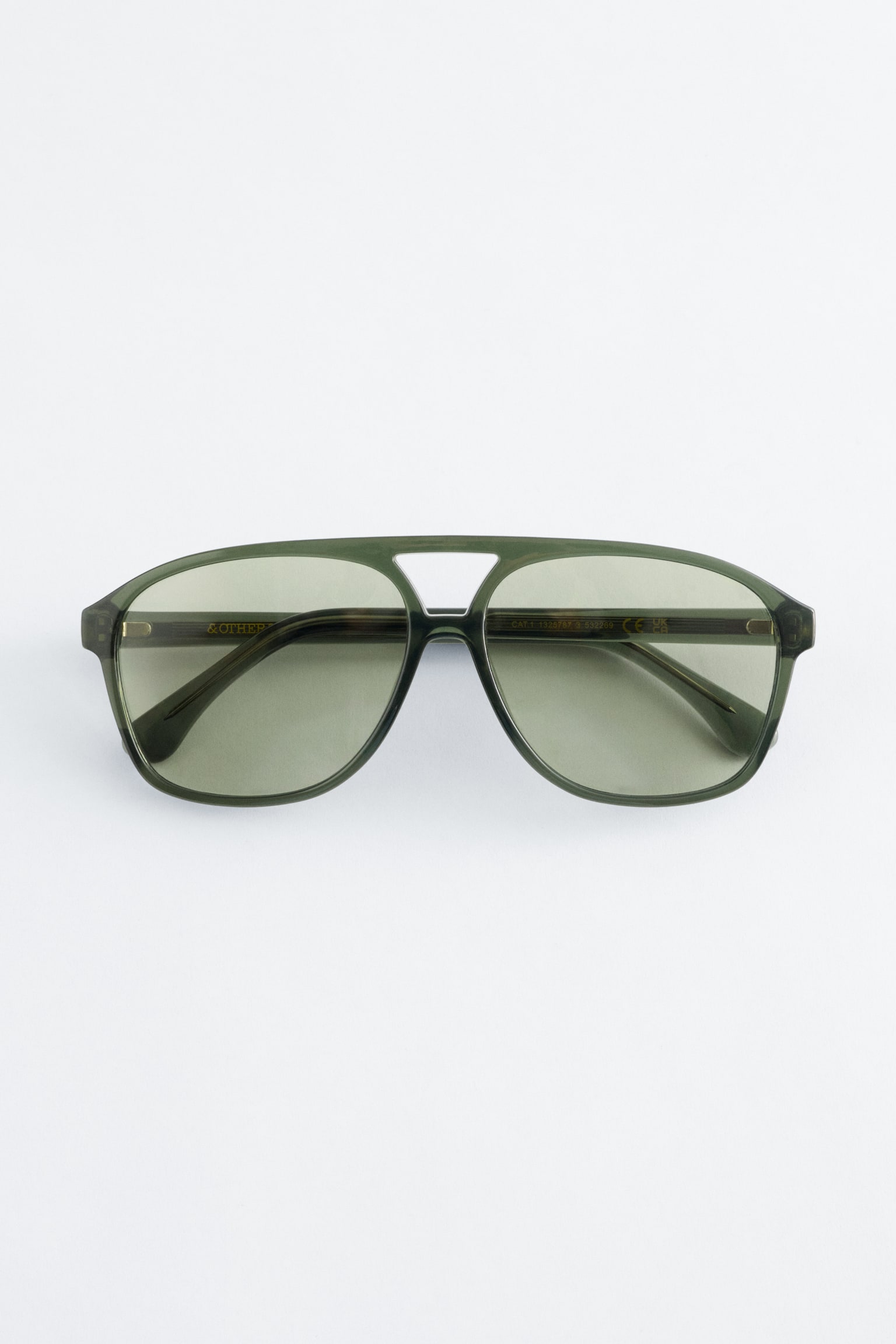 Oversized-Sonnenbrille im Piloten-Stil - Khaki/Dunkelbraun/Weiß/Transparent/Braun/Gelb - 2