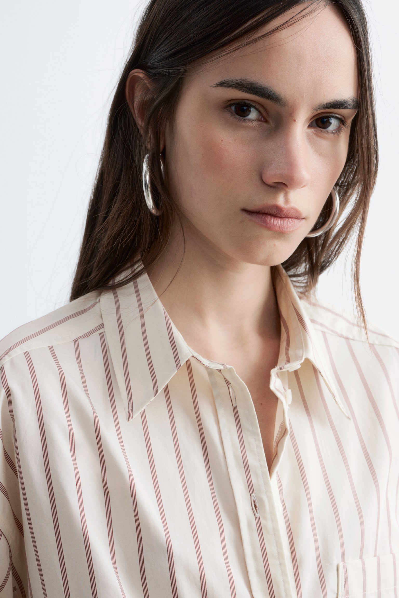 Bomuldsskjorte - Hvid/striber/Lyserøde/røde striber/Brune/blå striber/Mørk beige - 7