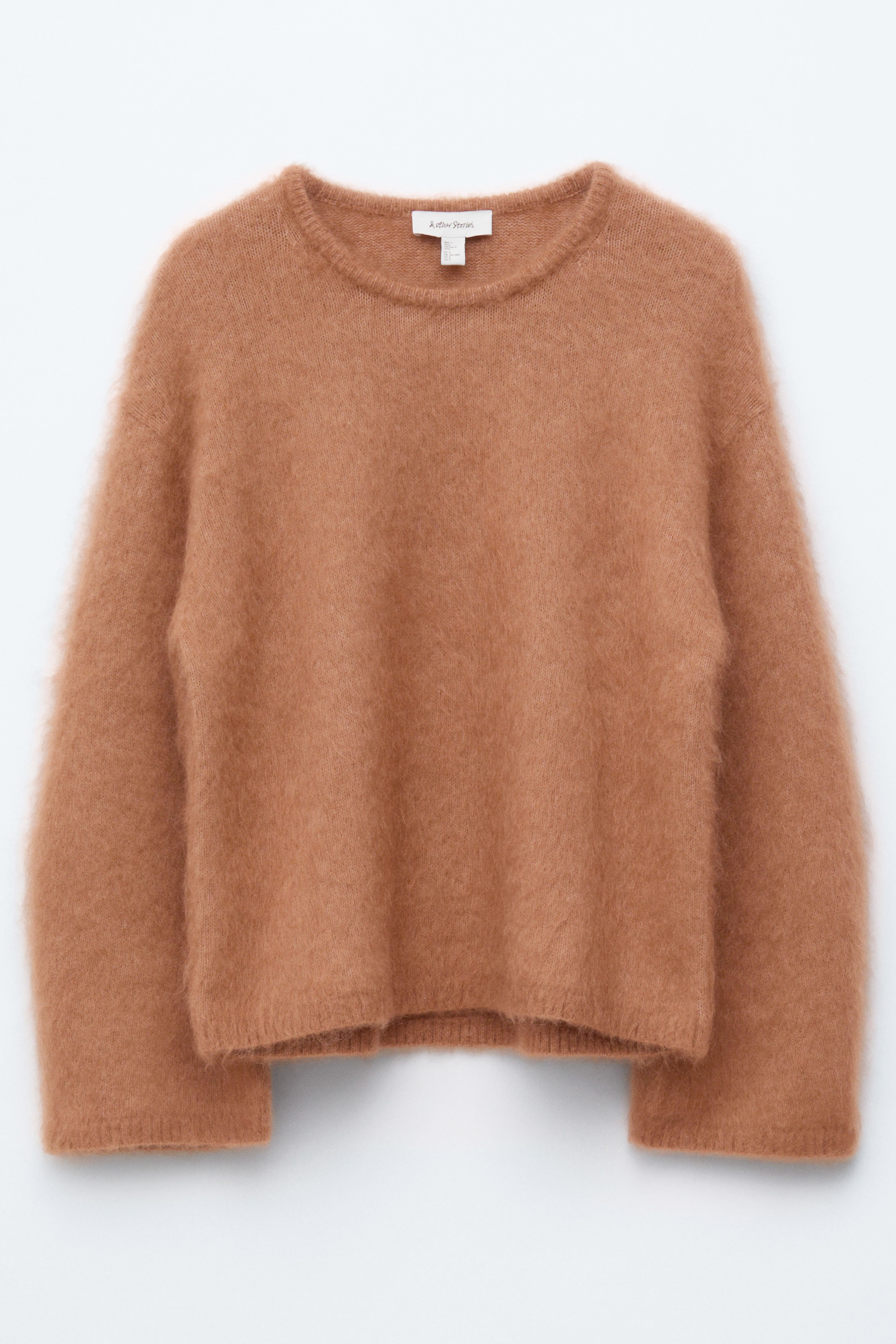 Pullover in misto mohair spazzolato - Beige scuro/Rosso intenso