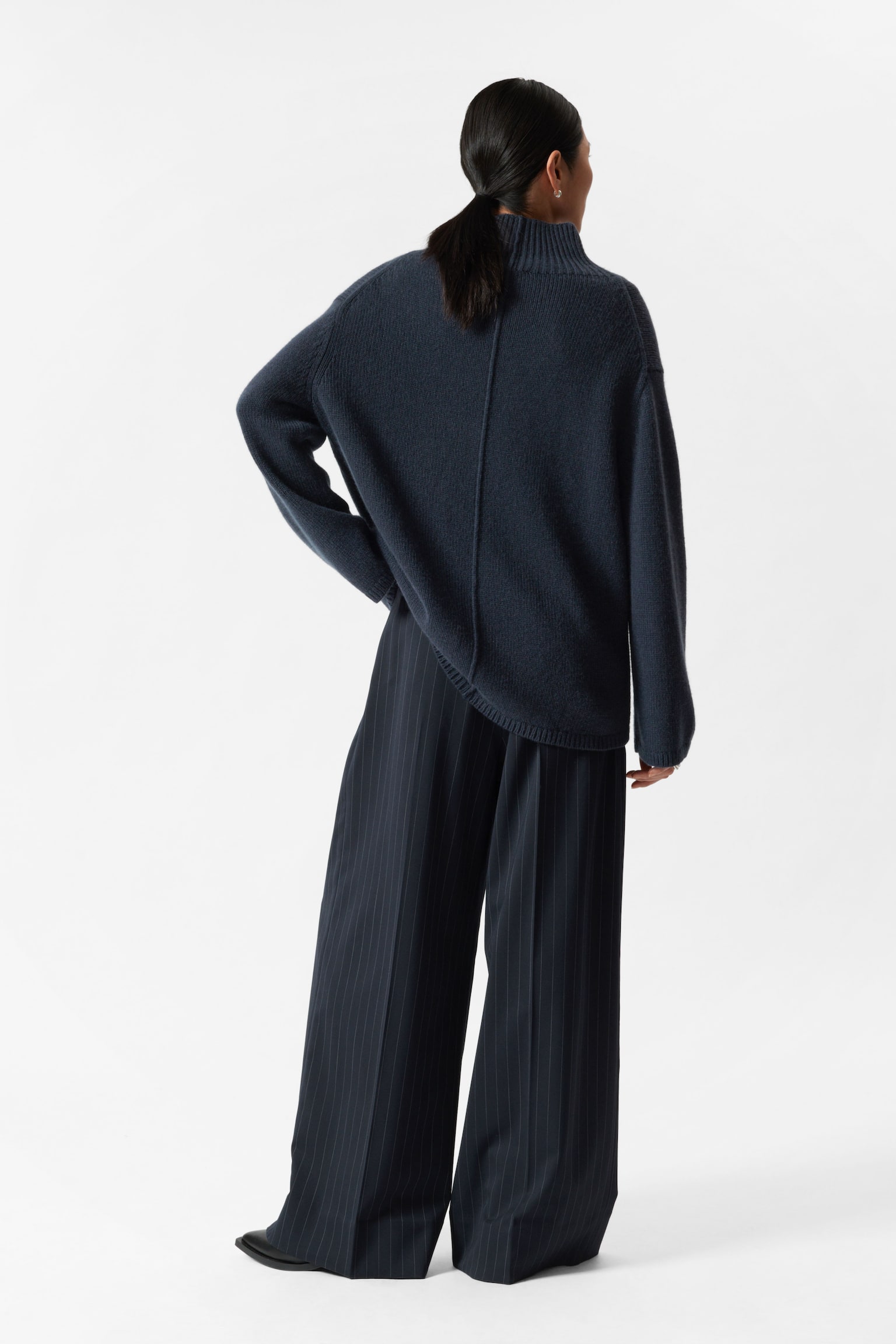 Cashmere-Blend Turtleneck Jumper - Navy/Mole - 5