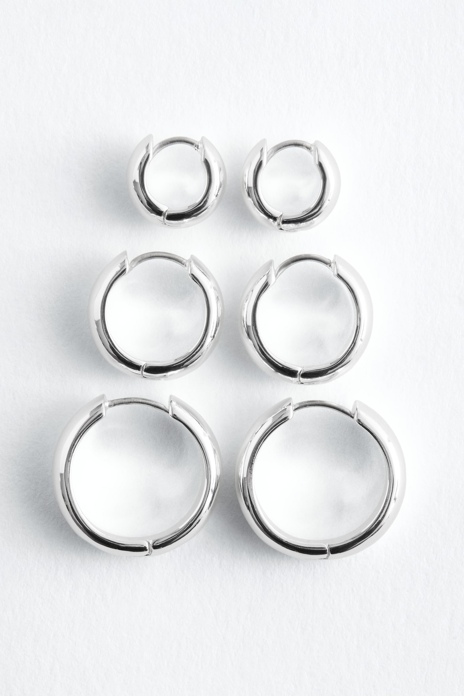 Set di orecchini a cerchio chunky - Argento/Oro - 3