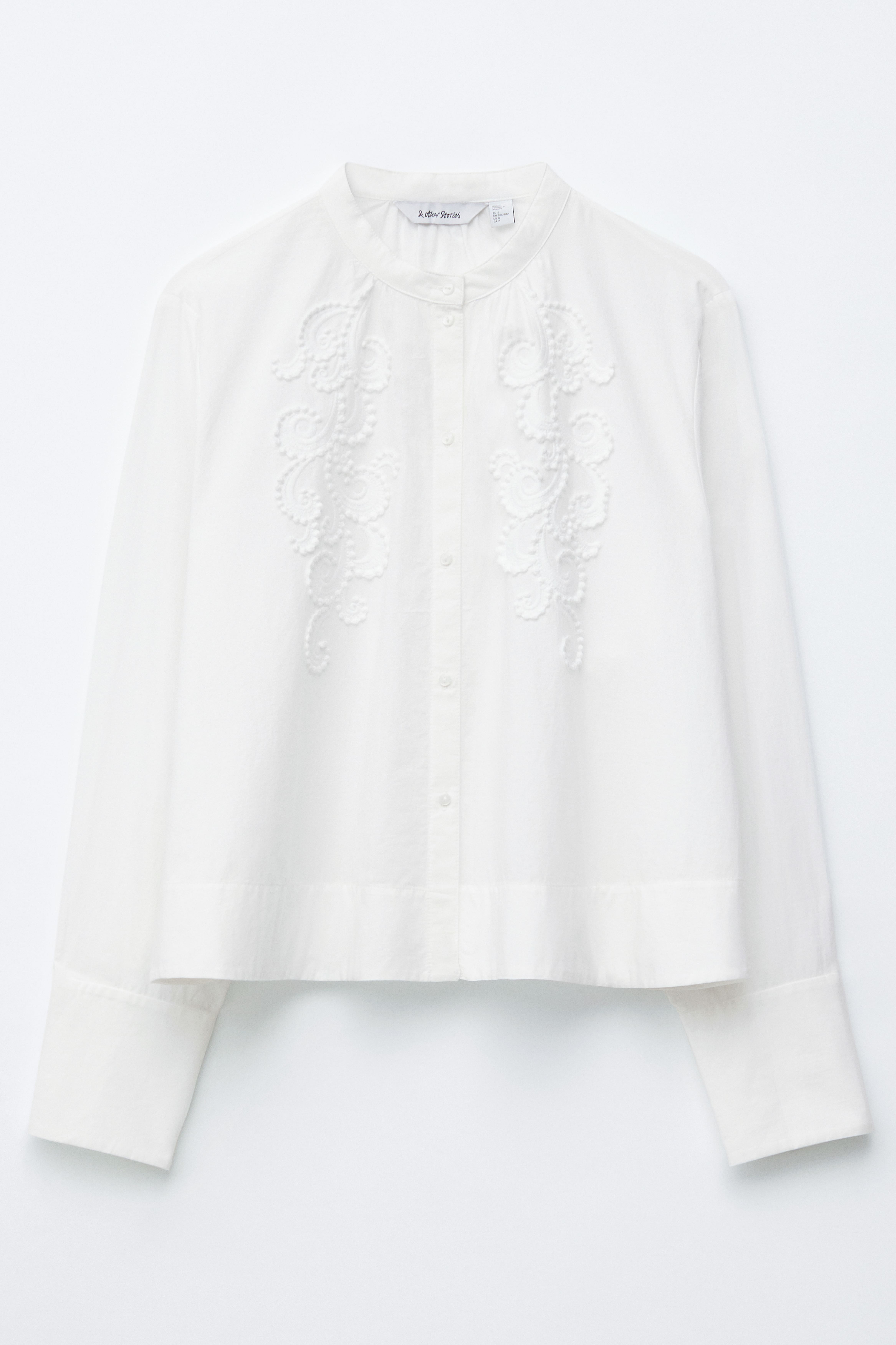 Broderad bomullsblus - Vit/Svart