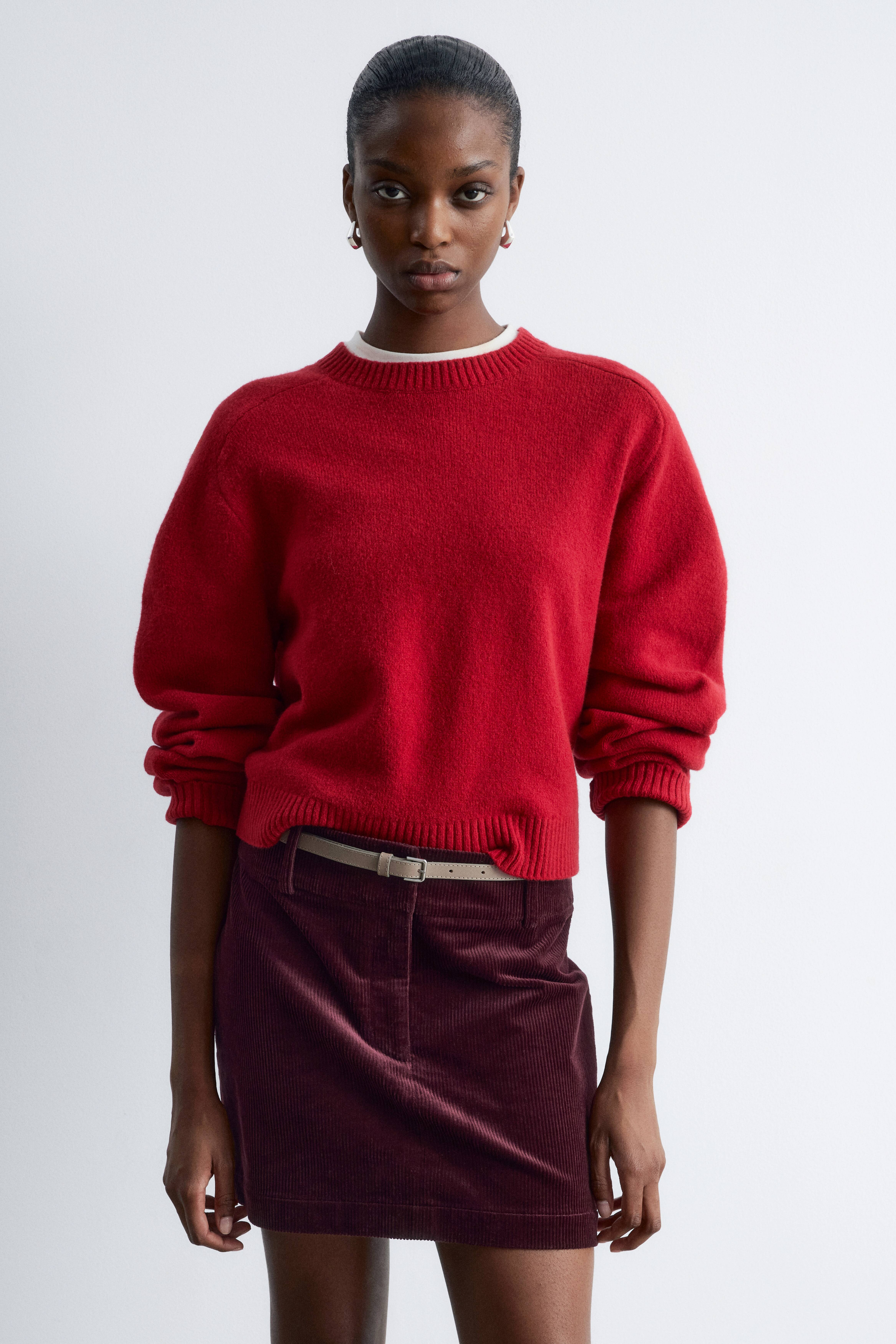 Strikket genser - Mørkerød/Light Pink/Svart/Mørkeblå/Mørk brun/Lys grønn/Lys grå/Beige/Mørk turkis