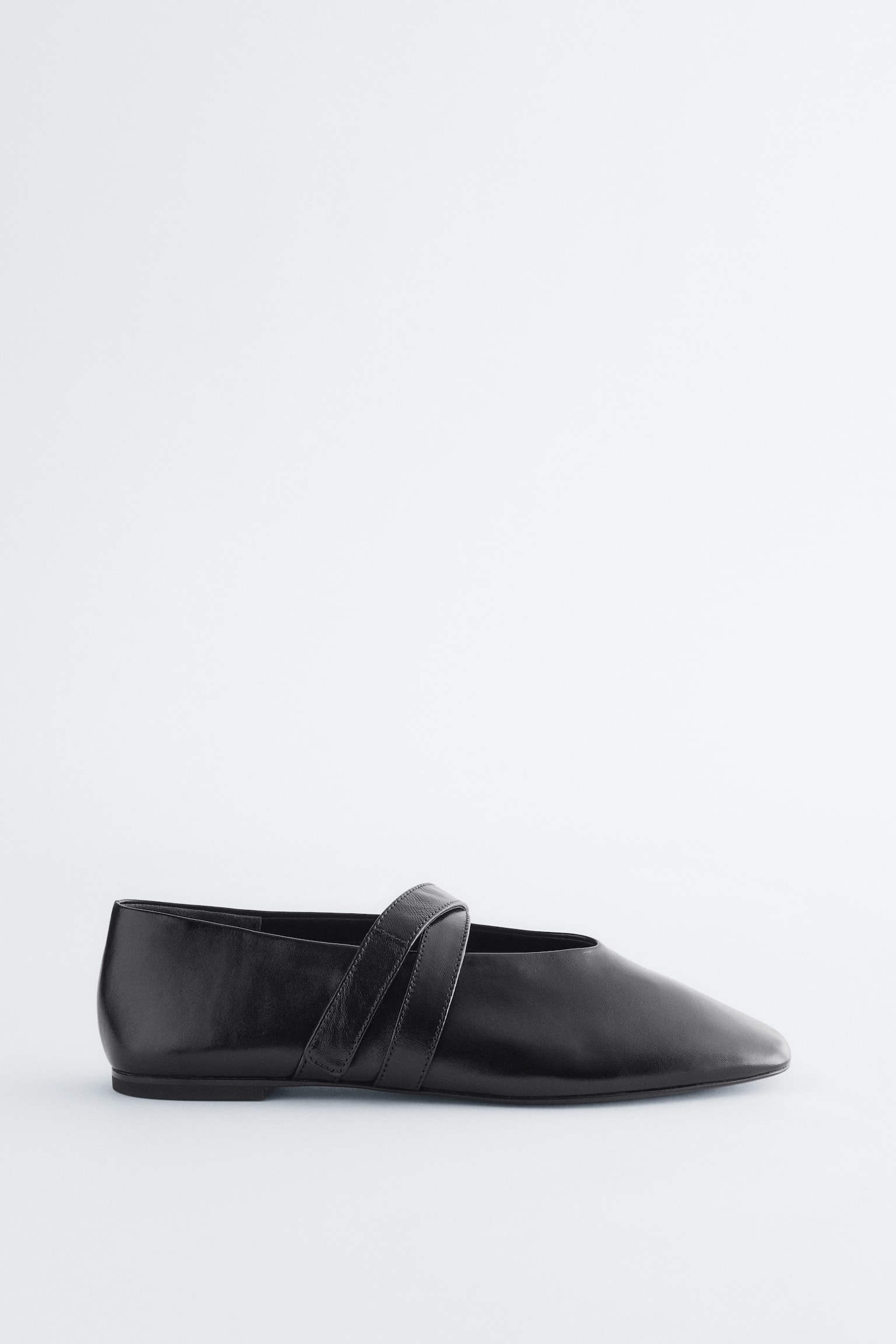 Ballerinasko i læder med krydsremme - Black Leather/Gråt læder/Beige Suede - 2