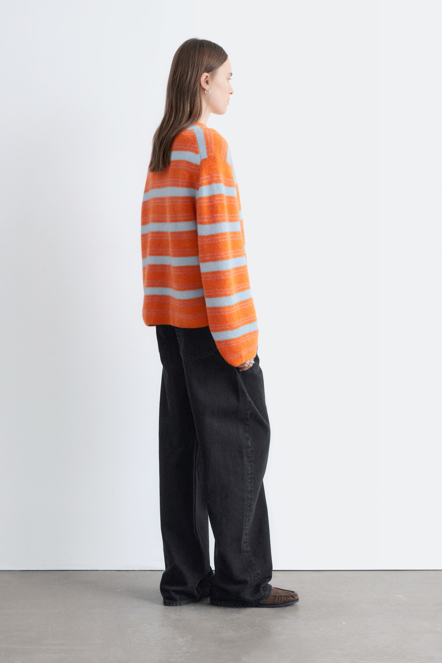 Trui van een alpacamix - Oranje/blauwe strepen/Lichtblauwe/witte strepen/Beige - 3