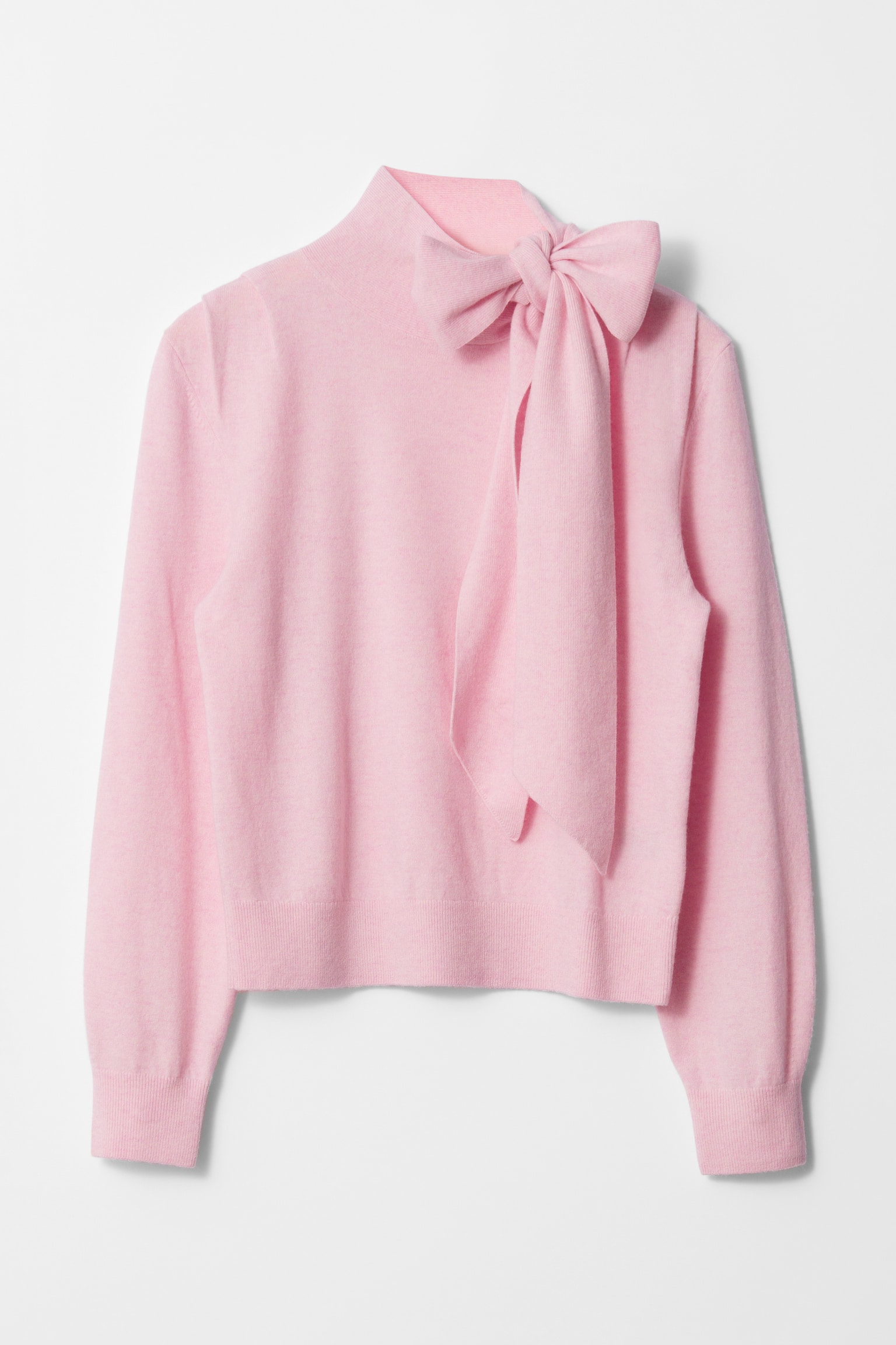 Merino Tie-Neck Jumper - Pink/Black - 2