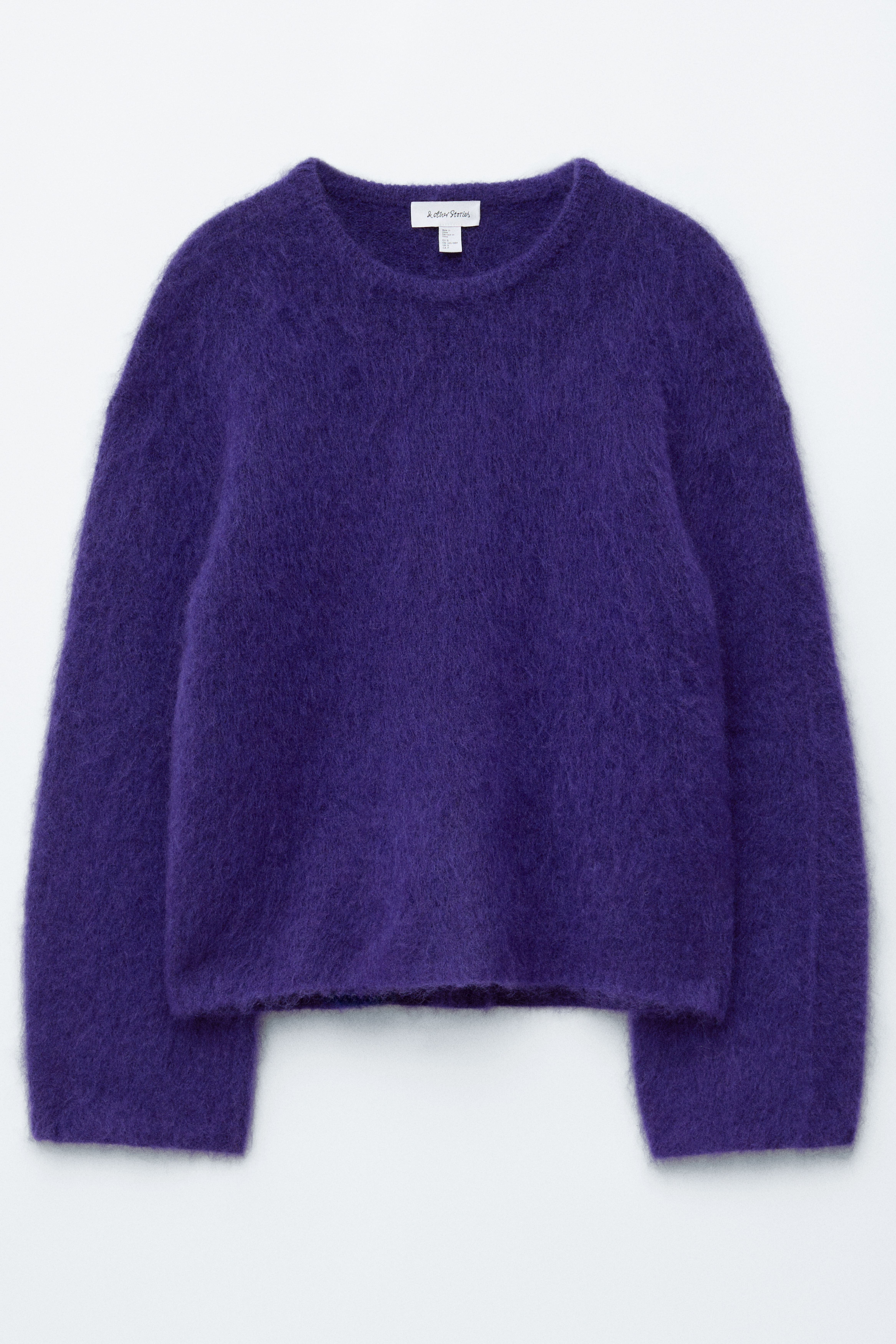 Pullover aus einer gebürsteten Mohairmischung - Dunkelviolett/Tiefrot/Dunkelbeige