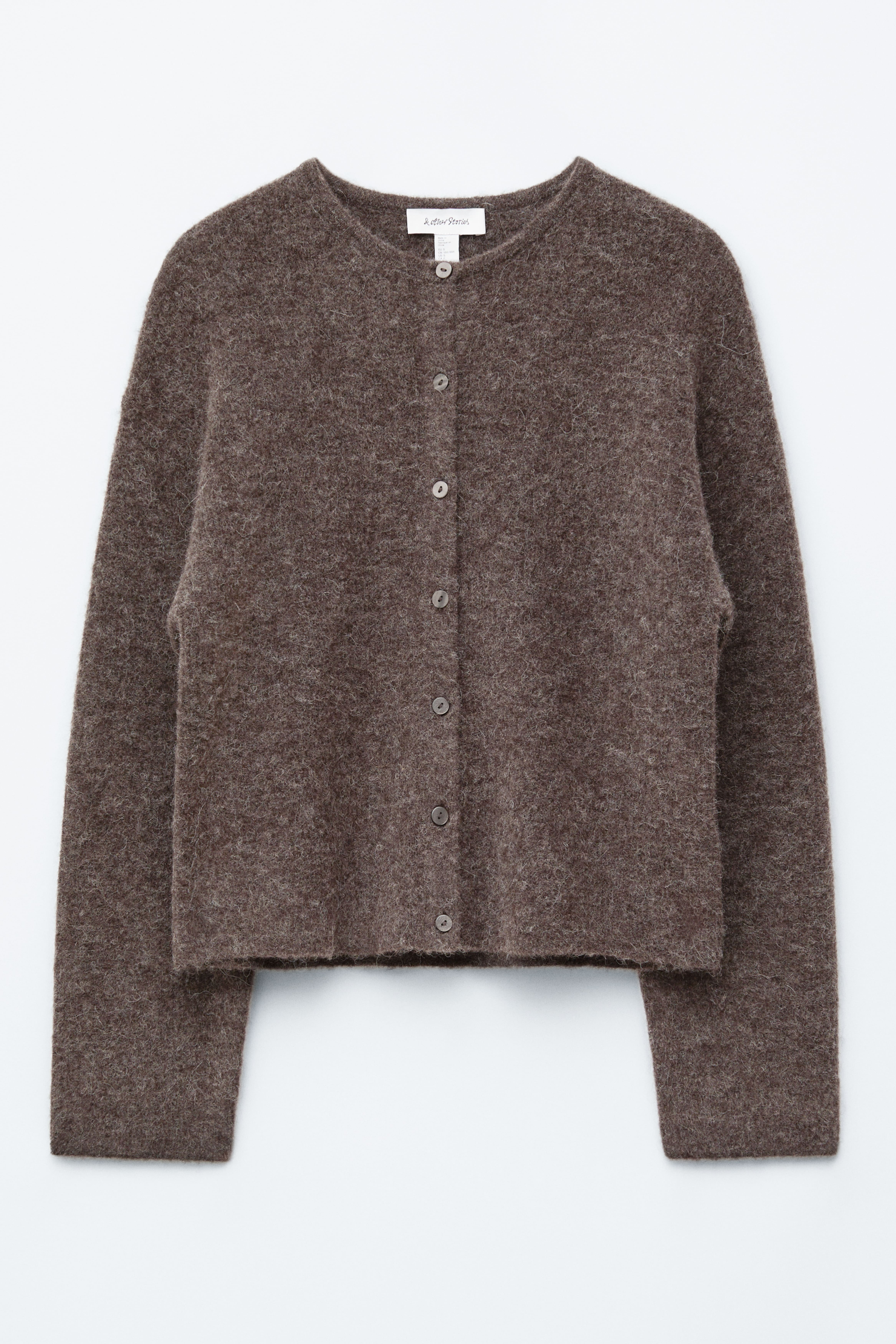 Alpaca-Blend Knitted Cardigan - Taupe Brown/Dusty Pink/Green/Pastel Yellow/Beige/White/Grey