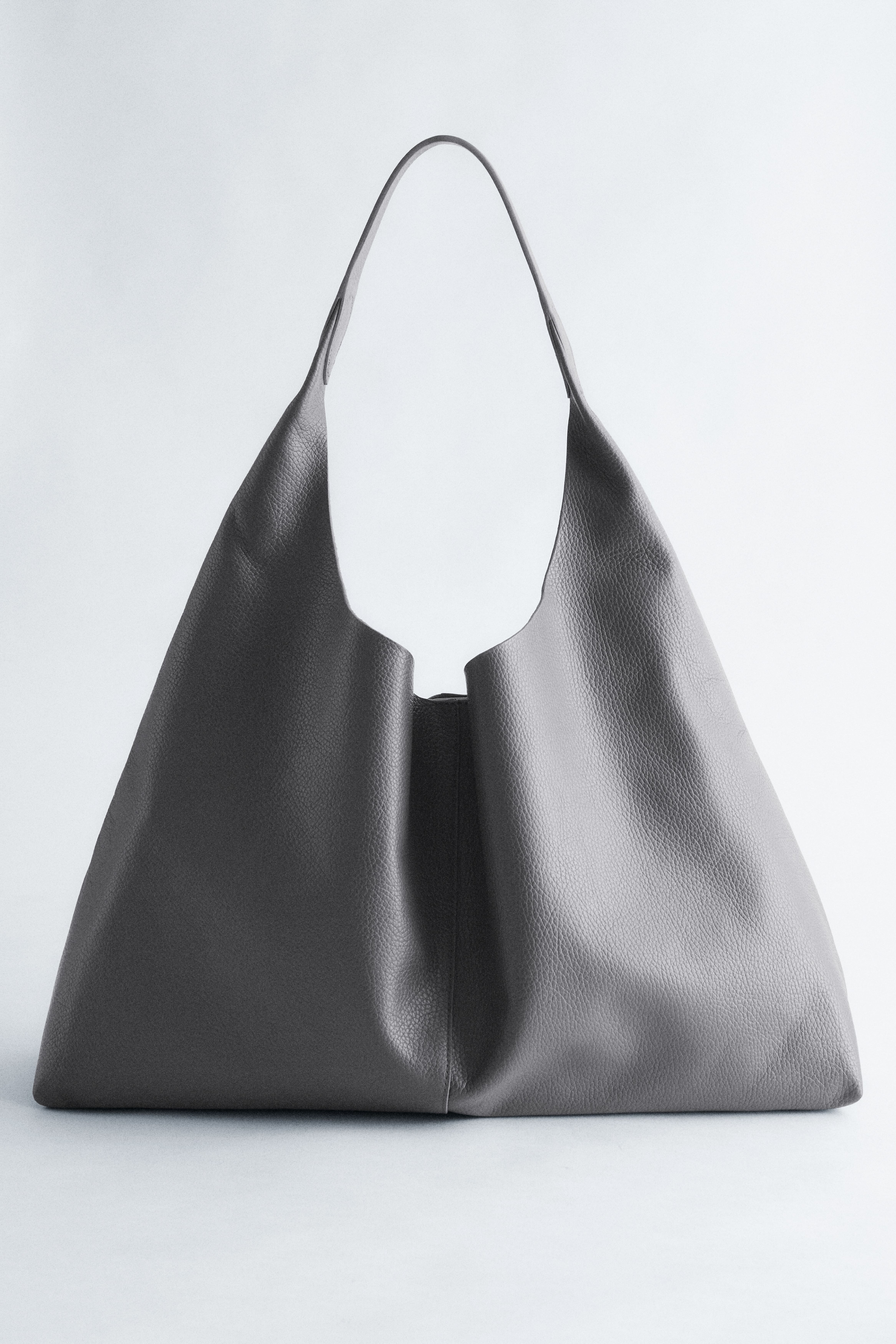 Zeer grote leren draagtas - Donkergrijs